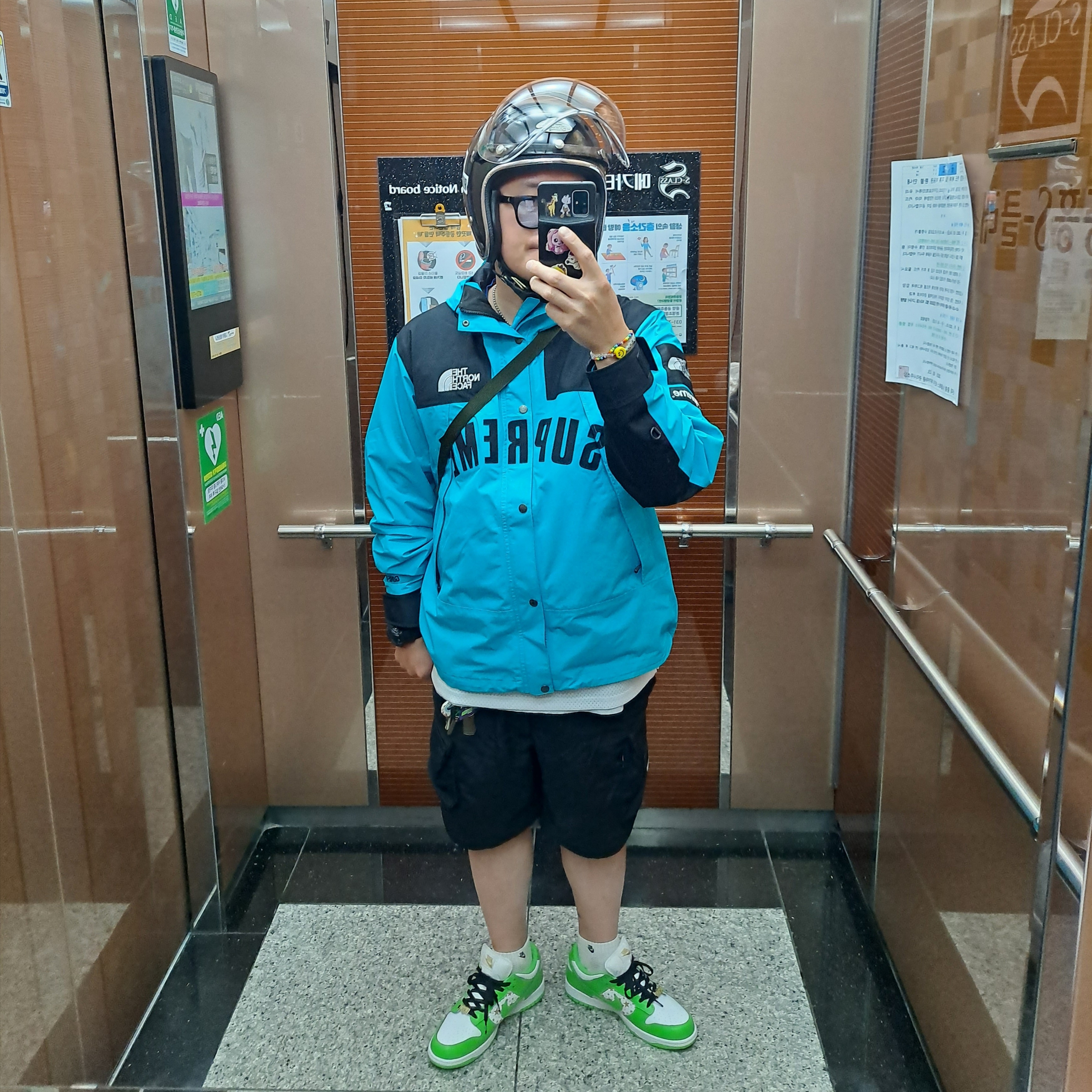 Supreme x The North Face Arc Logo Mountain Parka Teal - 19SS, Nike x Supreme SB Dunk Low Mean Green 착용 스타일 - 1