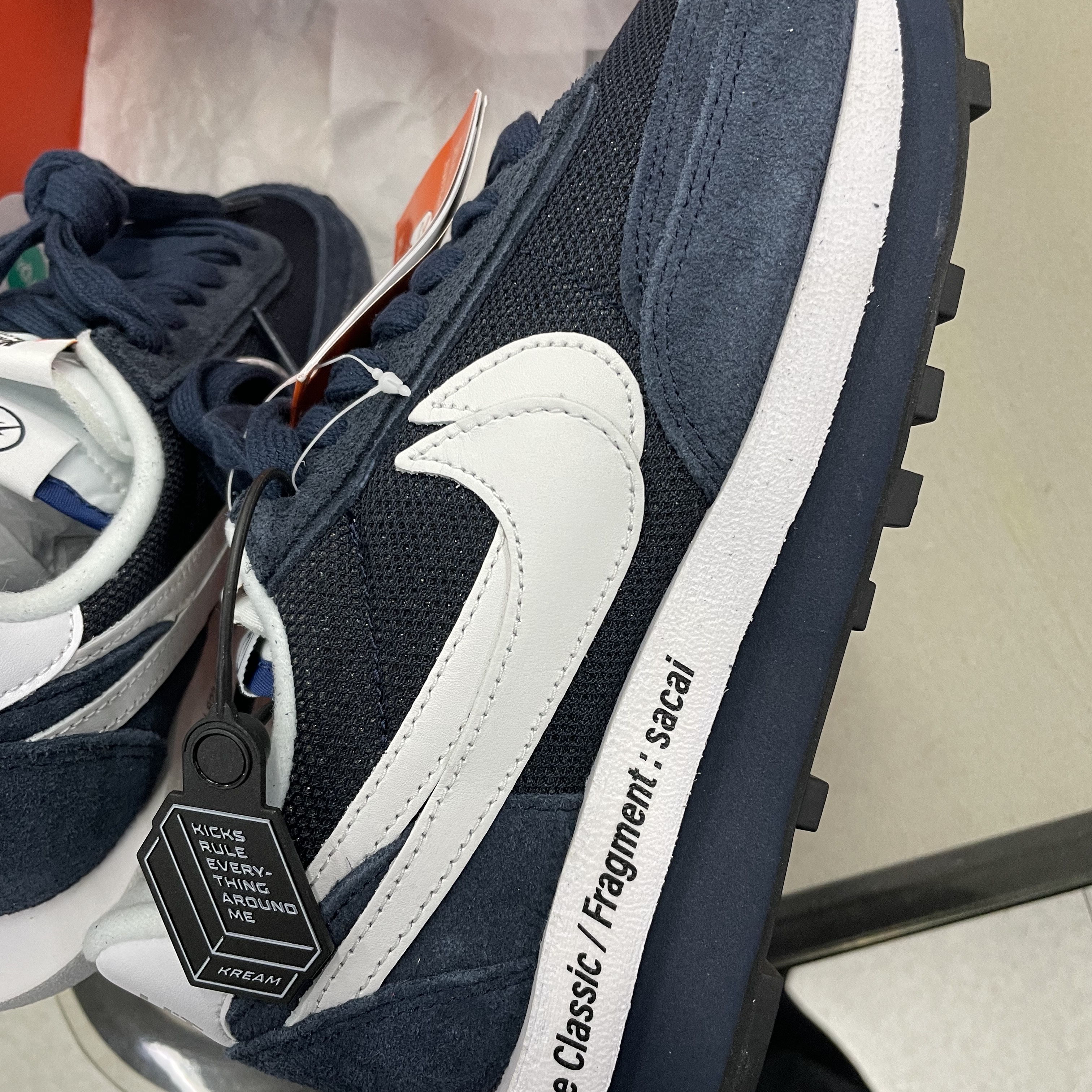 Nike x Sacai x Fragment LDWaffle Blackened Blue 착용 스타일 - 1