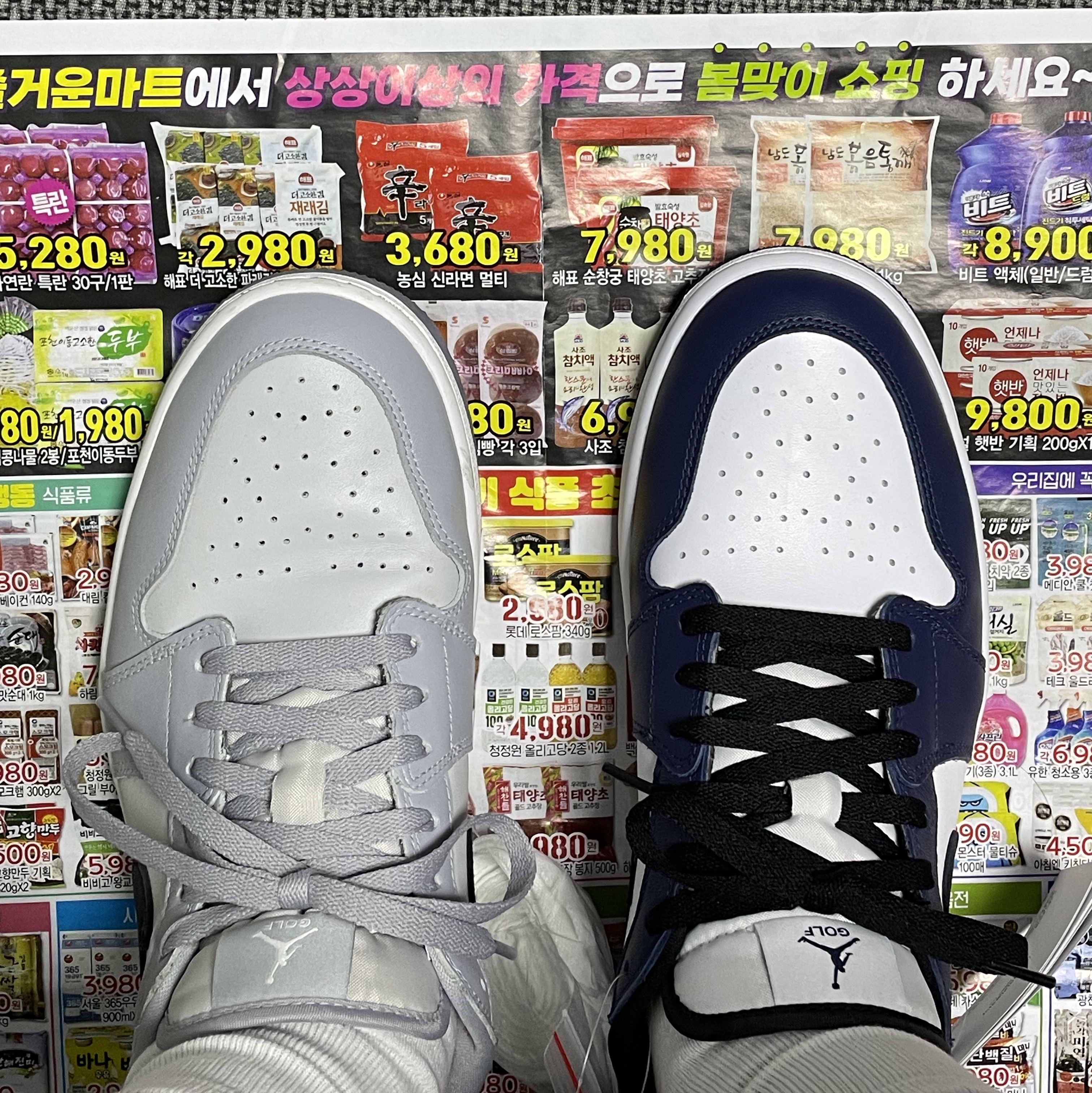 Jordan 1 Low Golf Midnight Navy, Jordan 1 Low Golf Wolf Grey 착용 스타일