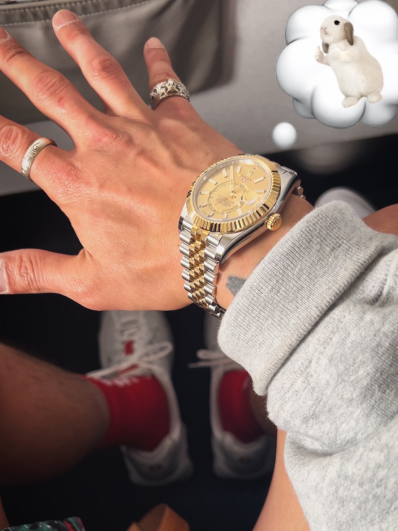 Rolex Sky-Dweller 42mm 326933 Champagne Jubilee, Supreme Field Backpack Olive Gonz - 23SS 착용 스타일 - 3