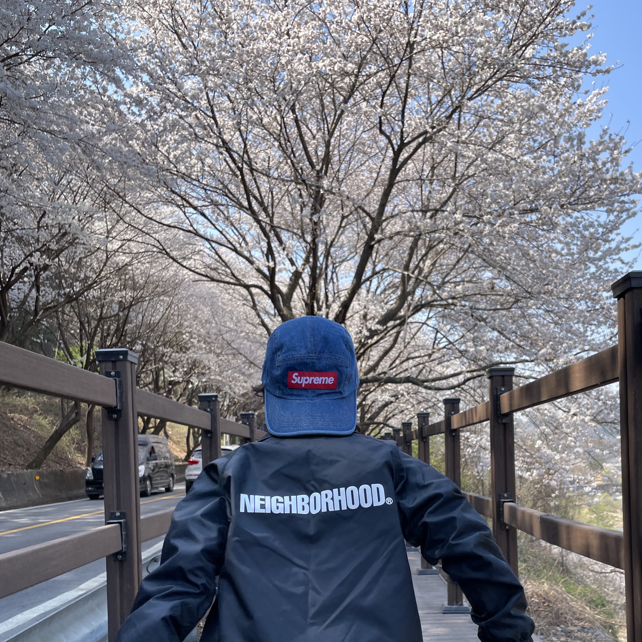 Supreme Washed Chino Twill Camp Cap Denim - 22FW 착용 스타일