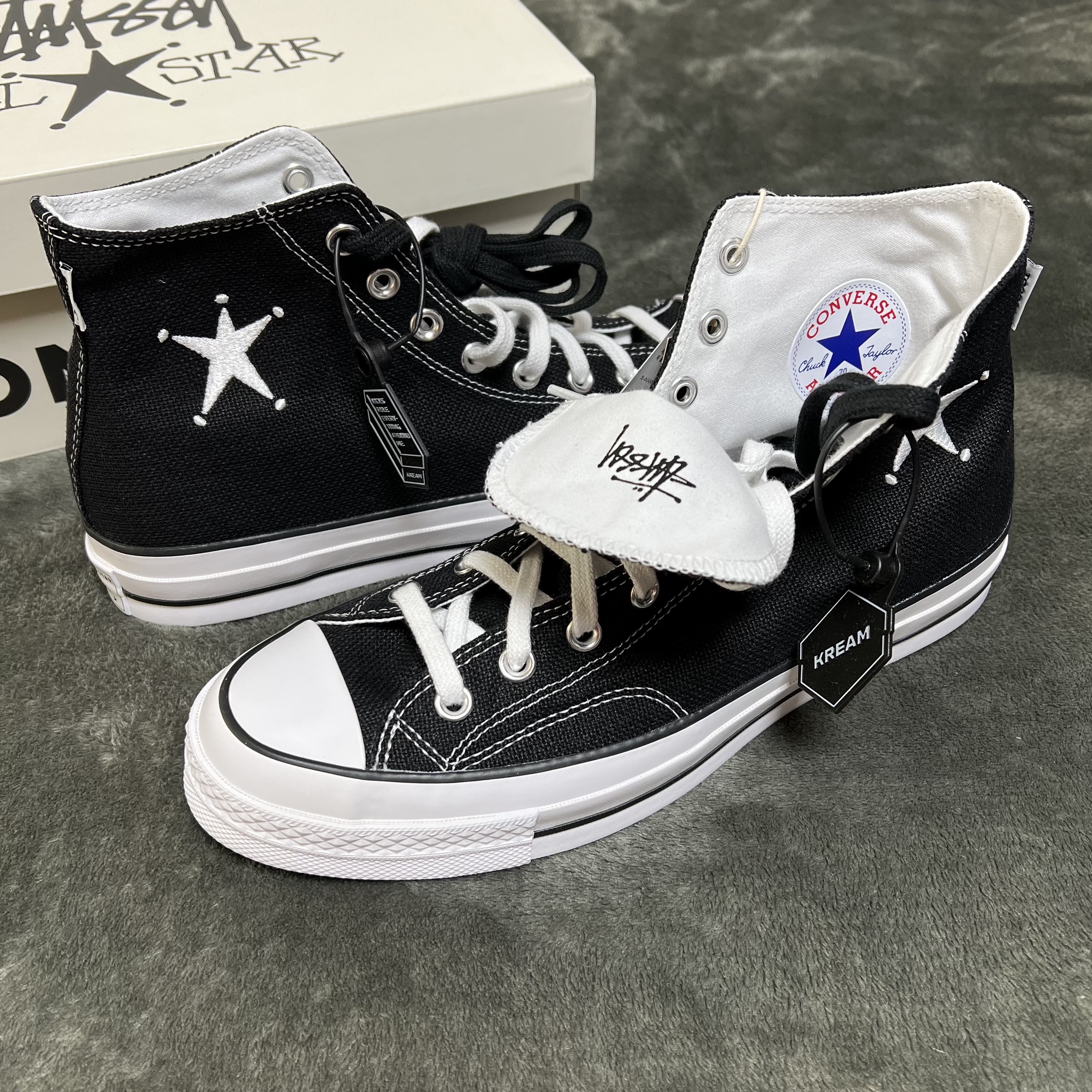 Converse x Stussy Chuck 70 High Black 착용 스타일