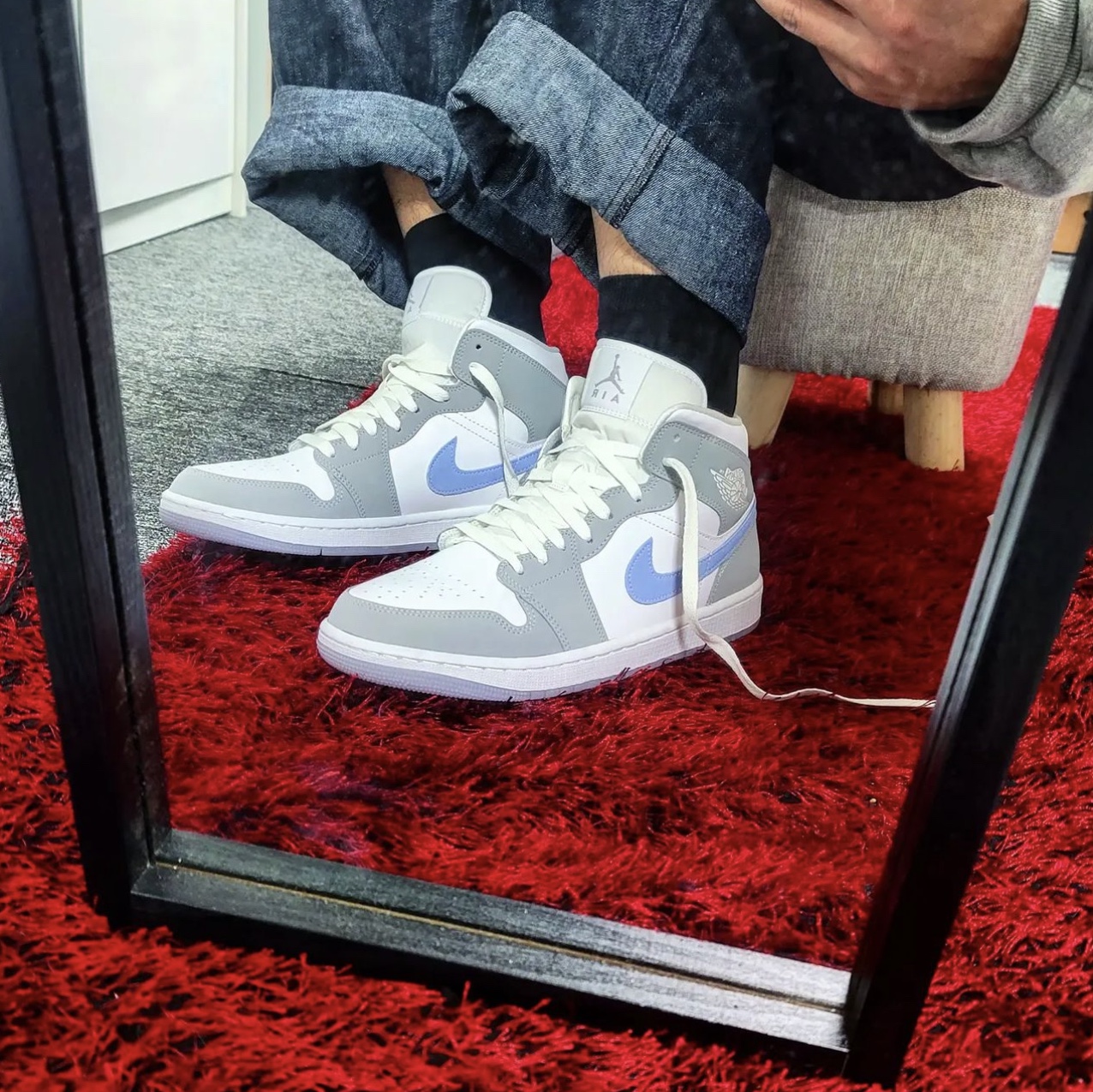 (W) Jordan 1 Mid Wolf Grey 착용 스타일