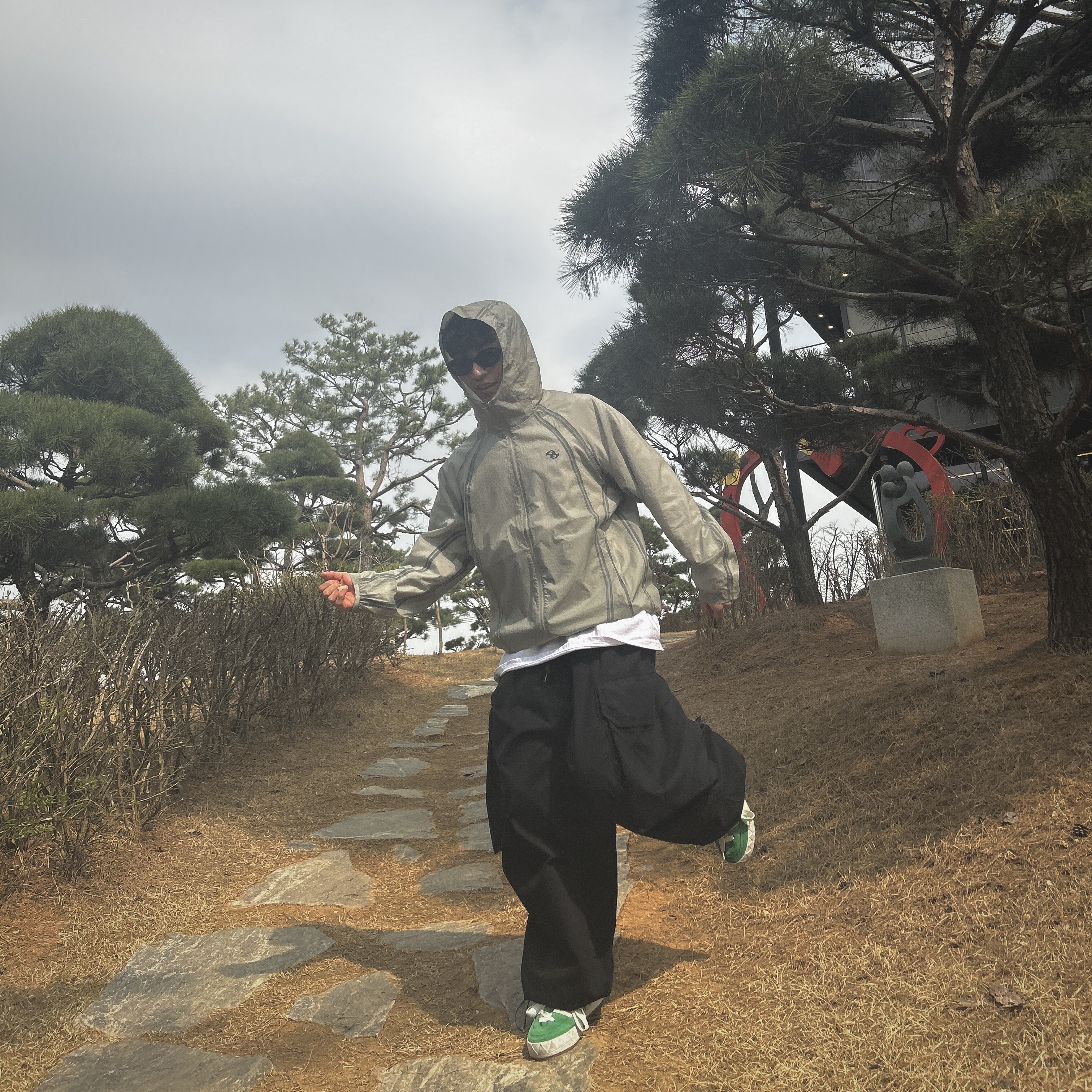 Sansan Gear Seam Sealing Jacket Jade - 22FW, Adidas Adimatic Green 착용 스타일 - 2