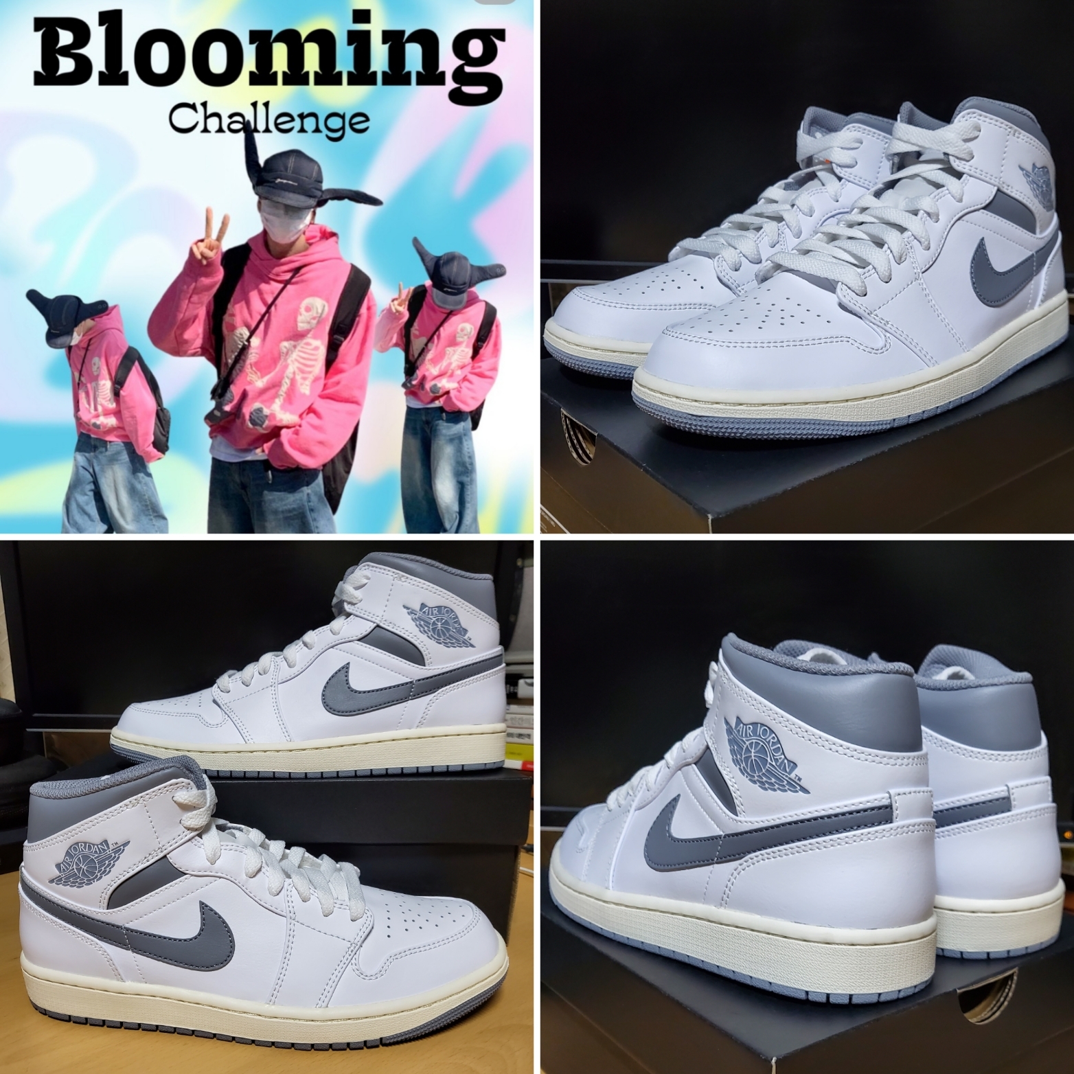 Jordan 1 Mid White Stealth 착용 스타일