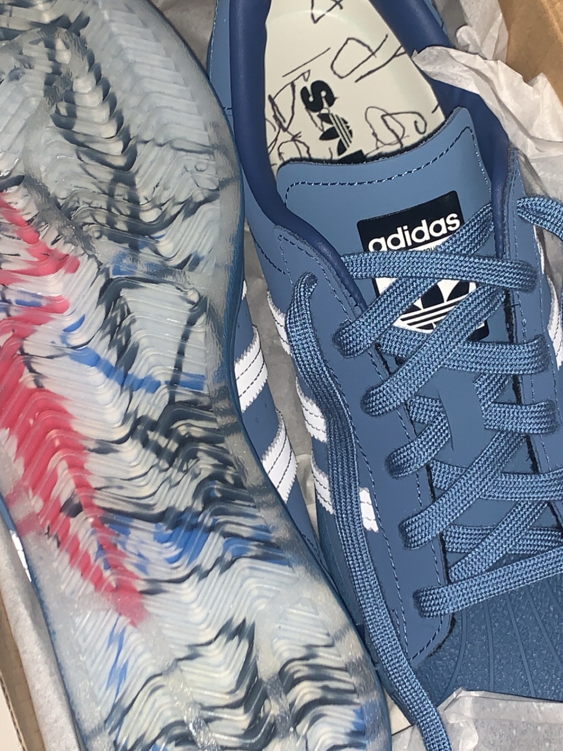 Adidas x Atmos x Daiki Tsuneta Superstar Altered Blue 착용 스타일