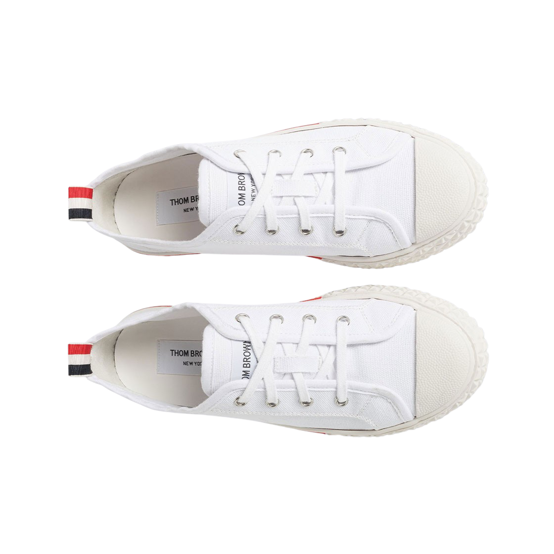 (W) 톰브라운 캔버스 컬리지에이트 로우탑 트레이너 화이트((W) Thom Browne Canvas Collegiate Low Top Trainer White) - 2