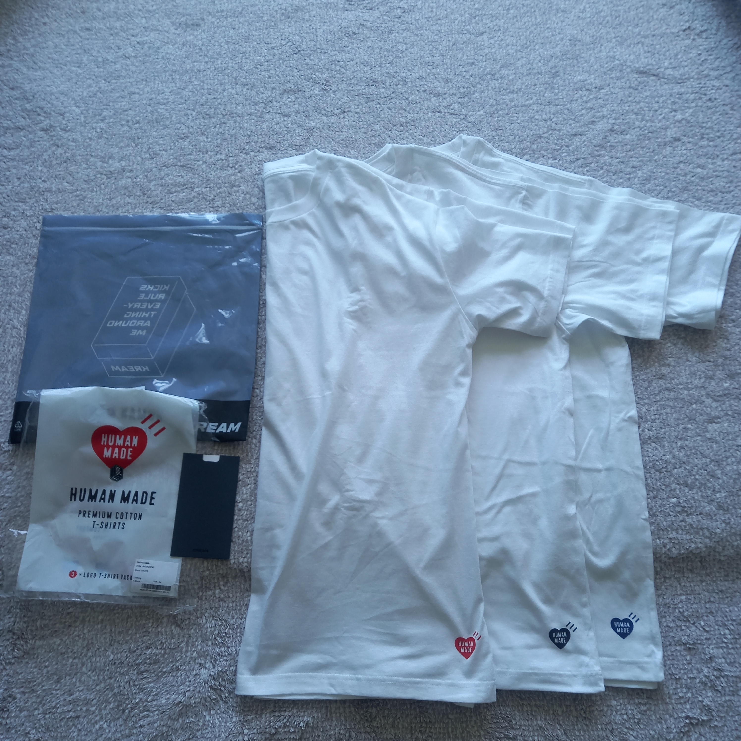 Human Made T-Shirts White (3 Pack) 착용 스타일 - 1