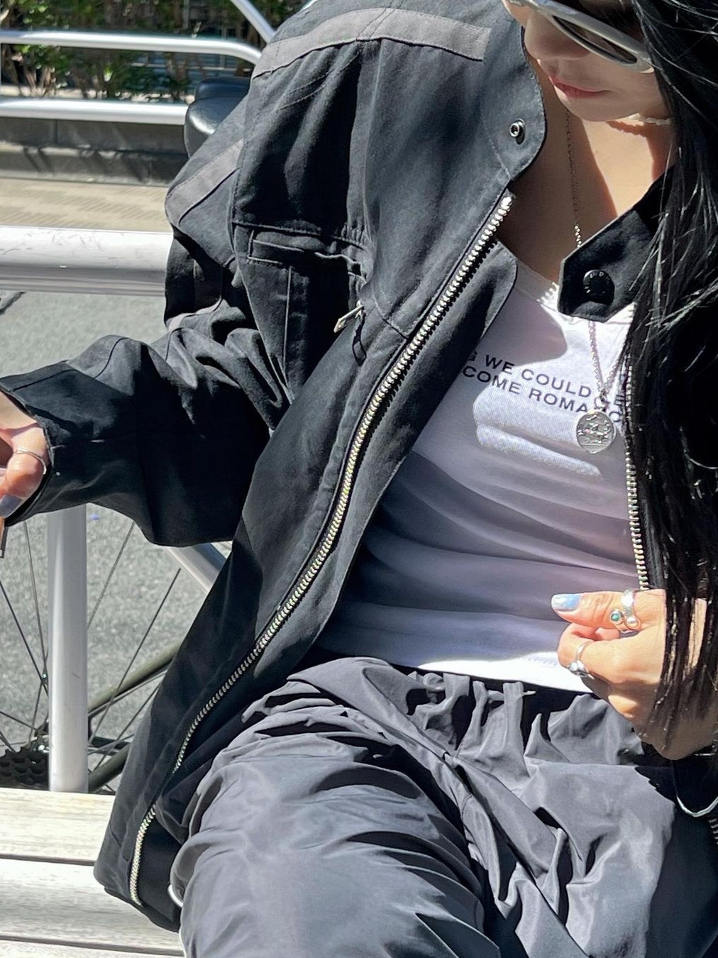 Pepper Pepper Women Openwalk Cotton Rider Jacket Charcoal 착용 스타일 - 2