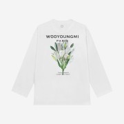 Wooyoungmi Flower Print Long Sleeve Back Logo T-Shirt White - 22SS