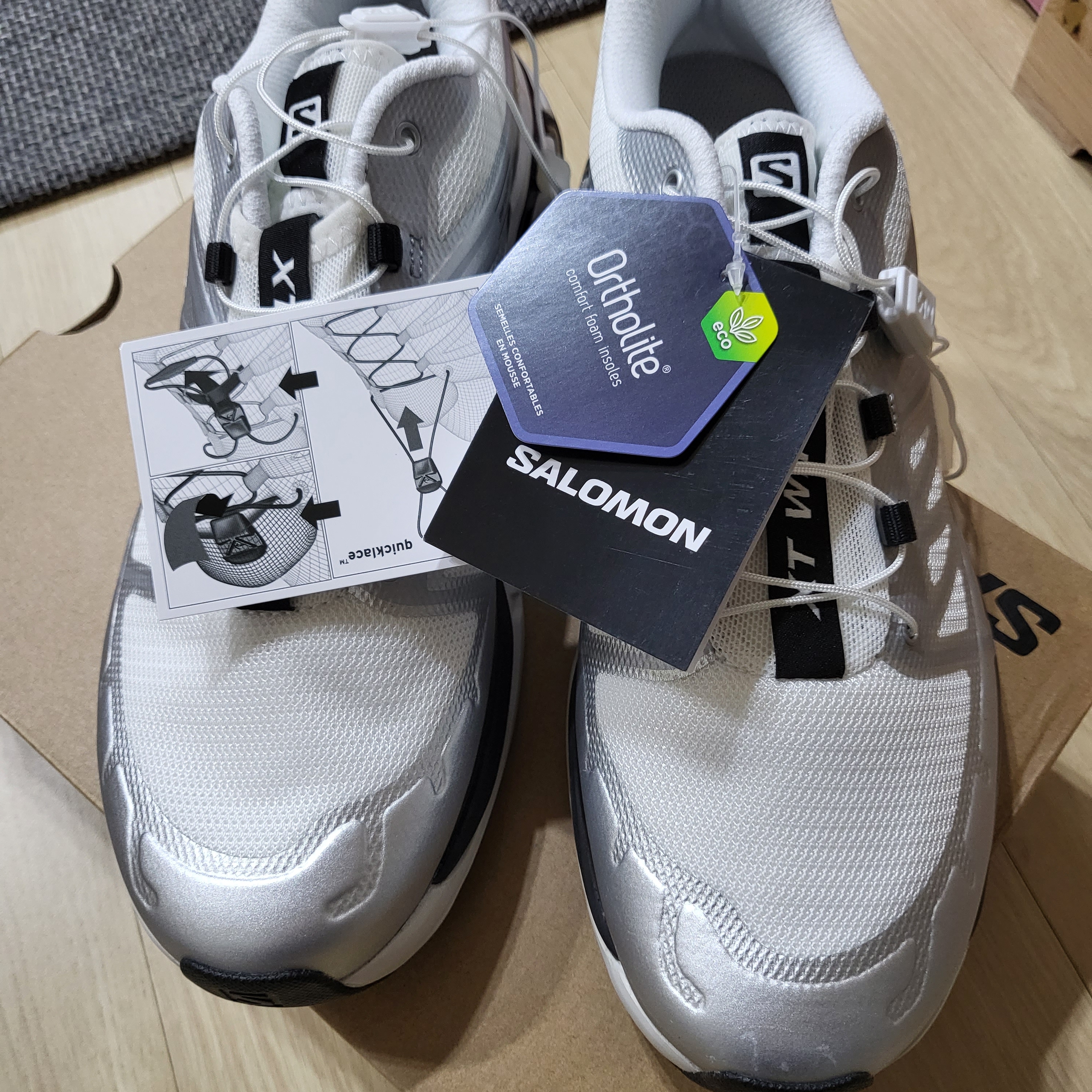 Salomon XT-Wings 2 White Silver Metallic 착용 스타일 - 2