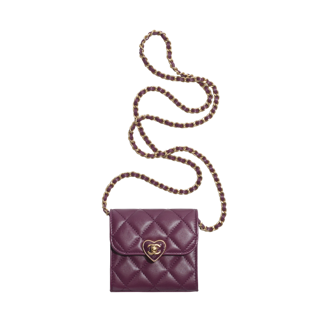 샤넬 체인 미니백 램스킨 레진 & 골드 메탈 다크 퍼플 Chanel KREAM