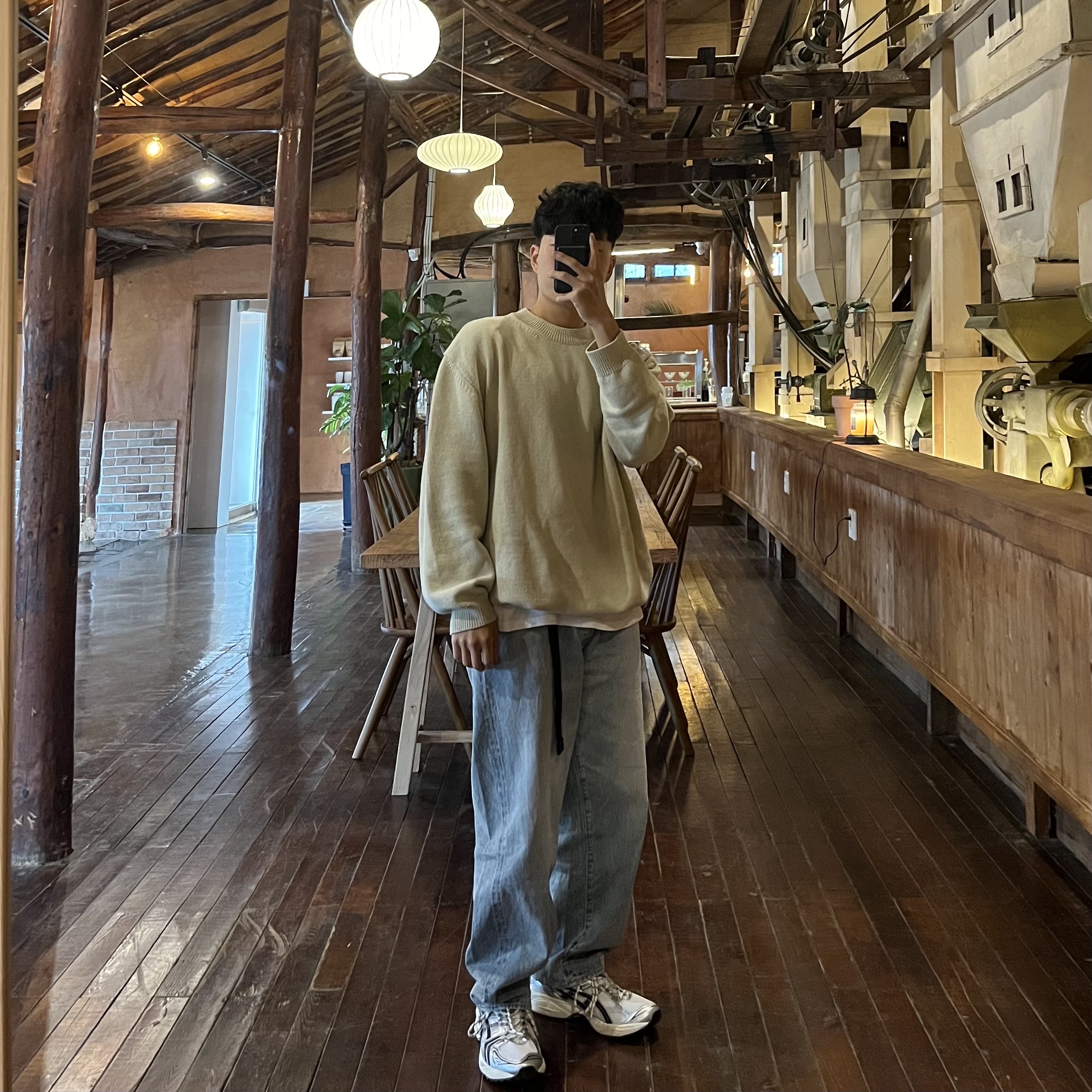 Asics x JJJJound Gel-Kayano 14 Silver Black, Comoli 5P Denim Pants Bleach - 23SS 착용 스타일