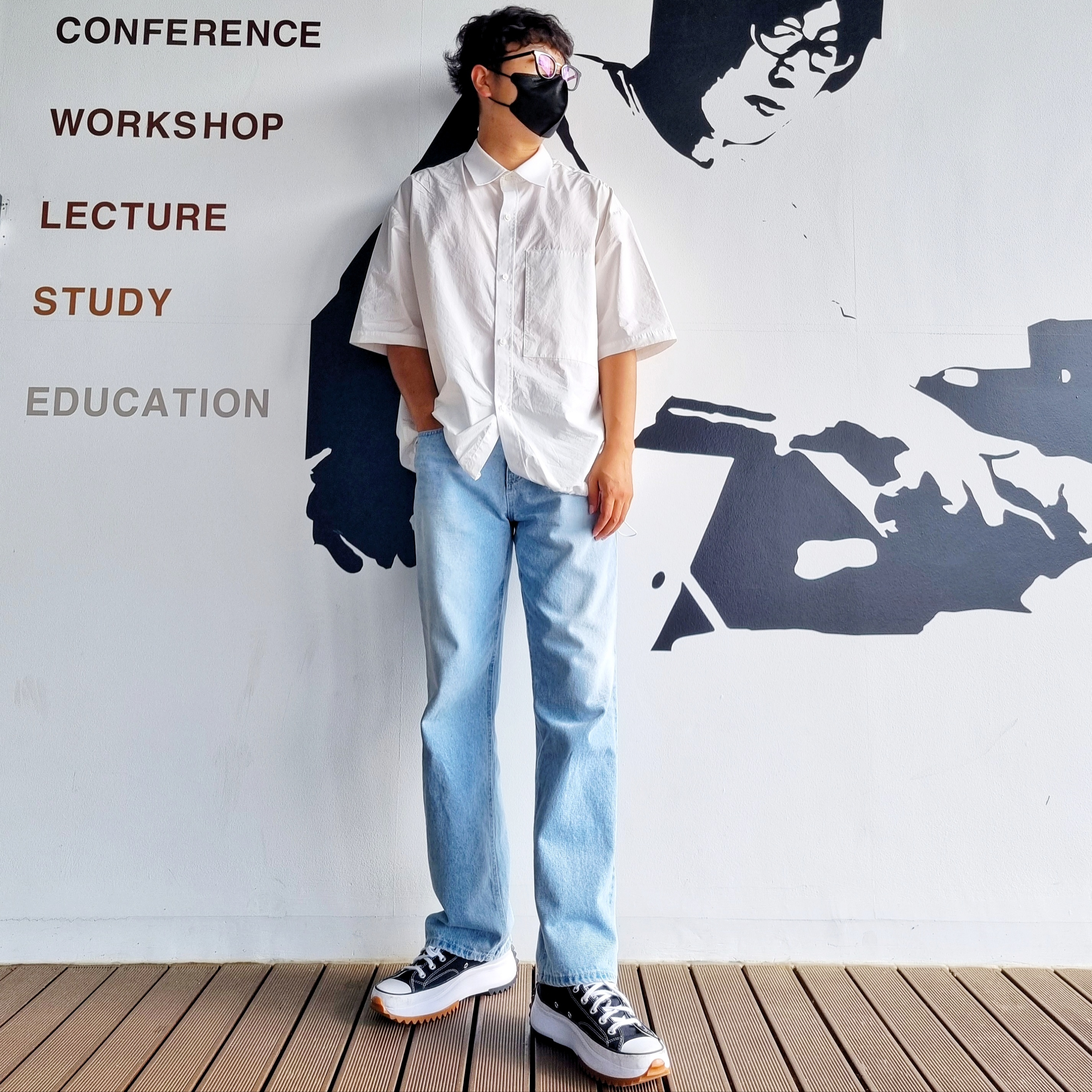 Converse Run Star Hike Hi Black White Gum 착용 스타일 - 2