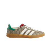 (W) Gucci x Adidas Gazelle Sneakers Beige Ebony GG Supreme Canvas
