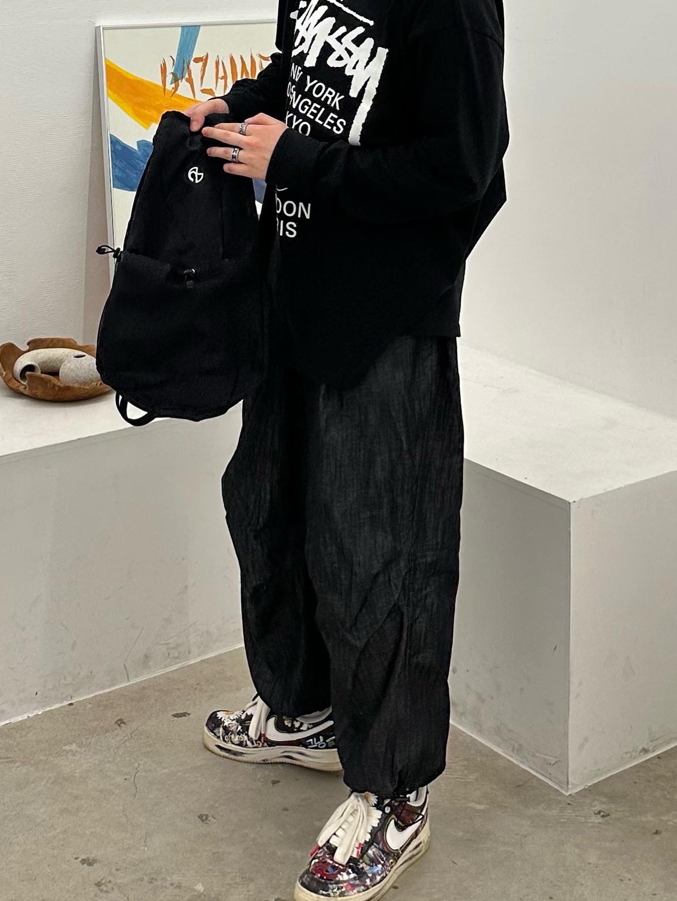Stussy World Tour LS T-Shirt Black, Nike x Peaceminusone Air Force 1 Low Para-Noise 착용 스타일 - 2