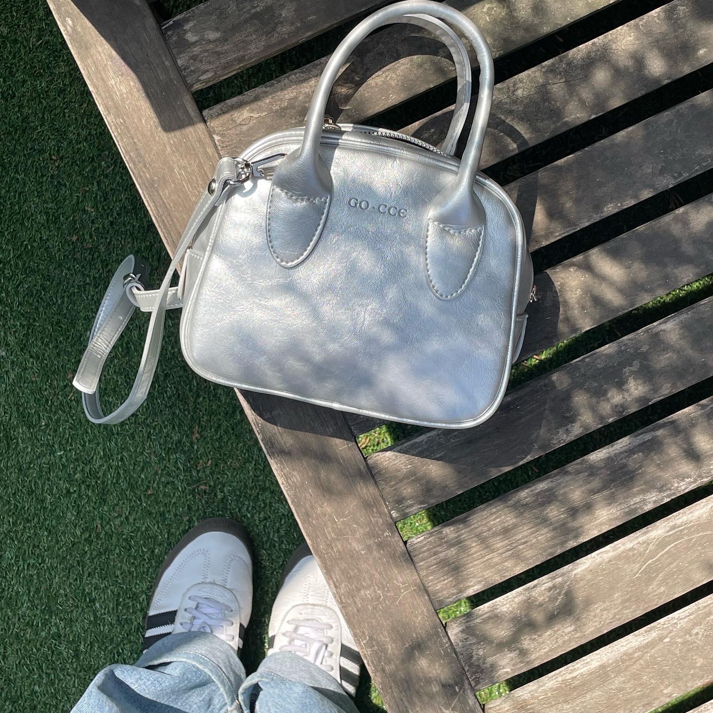 (W) Adidas Sambarose White Black Gum 착용 스타일 - 2