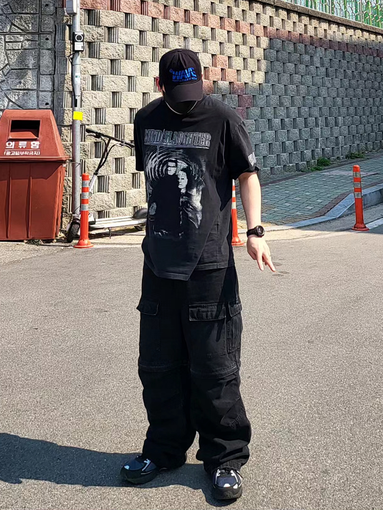 Asics Gel-Venture 6 Carrier Grey, Project G/R Mind Slaughter Vintage Washeed T-Shirt Black 착용 스타일
