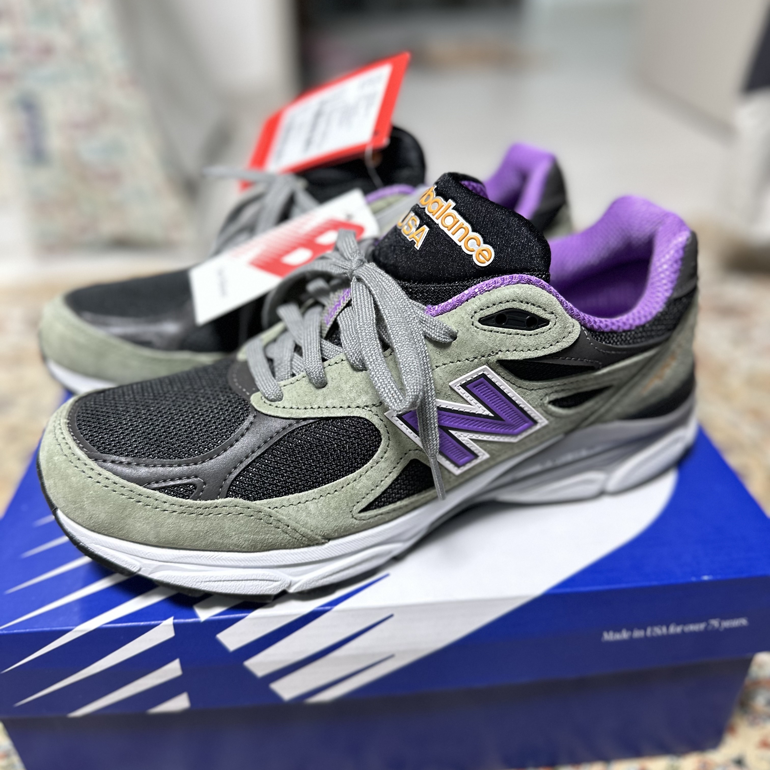 New Balance 990v3 Made in USA Olive Leaf Black 착용 스타일
