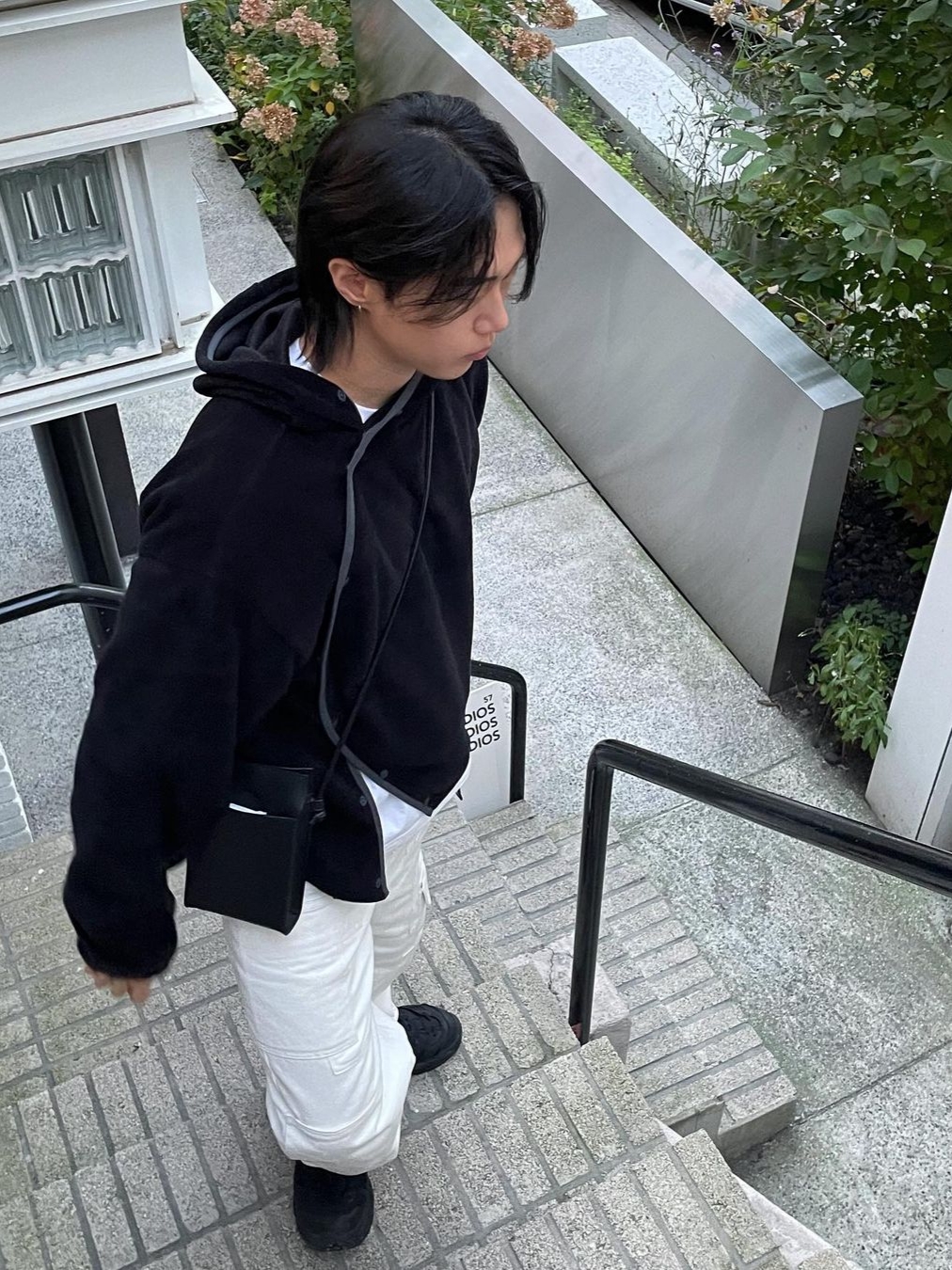 Art Of Field Side Snap Jersey Hooded Black 착용 스타일 - 1