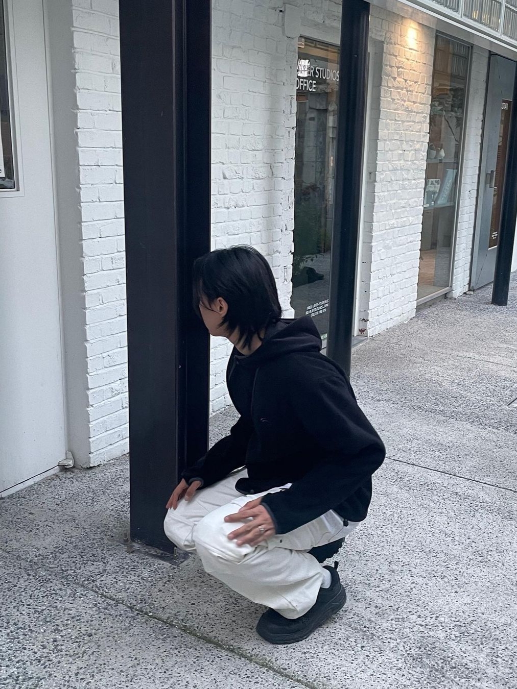 Art Of Field Side Snap Jersey Hooded Black 착용 스타일 - 3