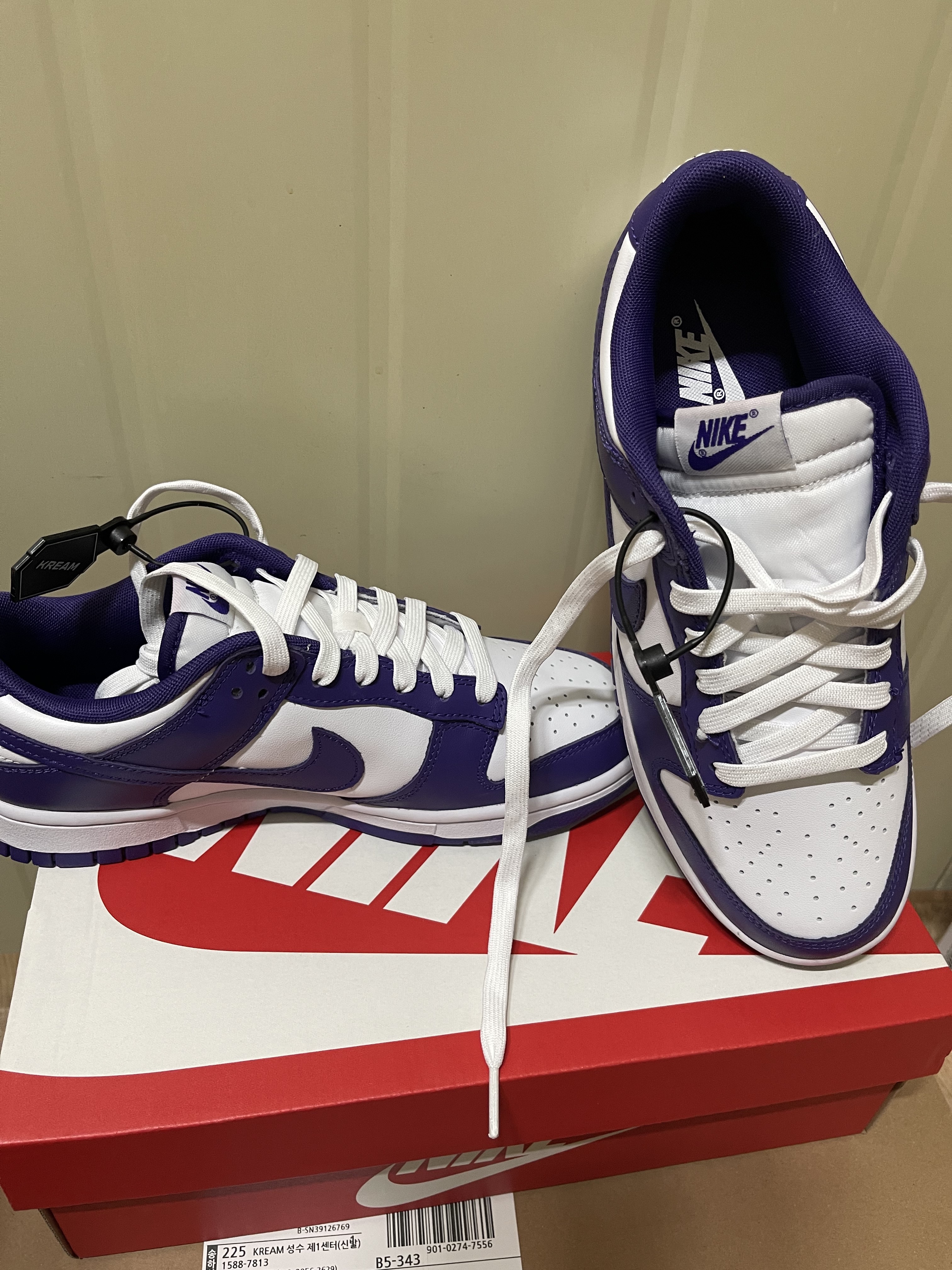 Nike Dunk Low Retro Championship Court Purple 착용 스타일 - 1