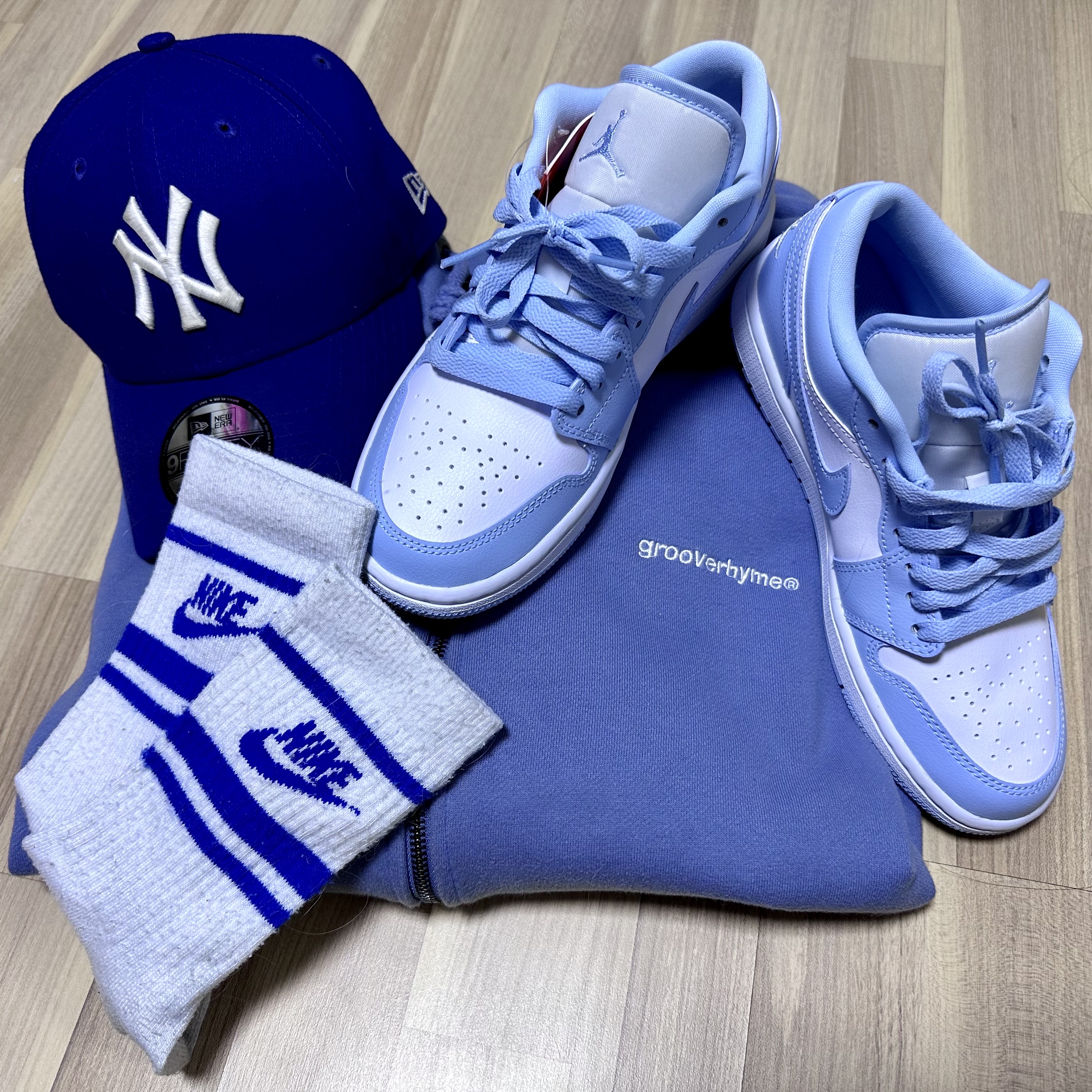 (W) Jordan 1 Low White Ice Blue 착용 스타일