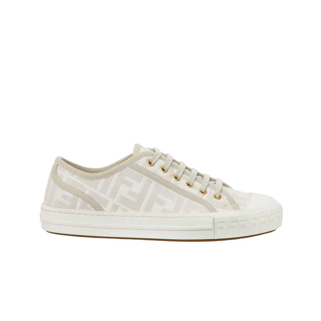 (W) 펜디 도미노 FF 패브릭 로우탑 스니커즈 화이트((W) Fendi Domino FF Fabric Low Top Sneakers White)