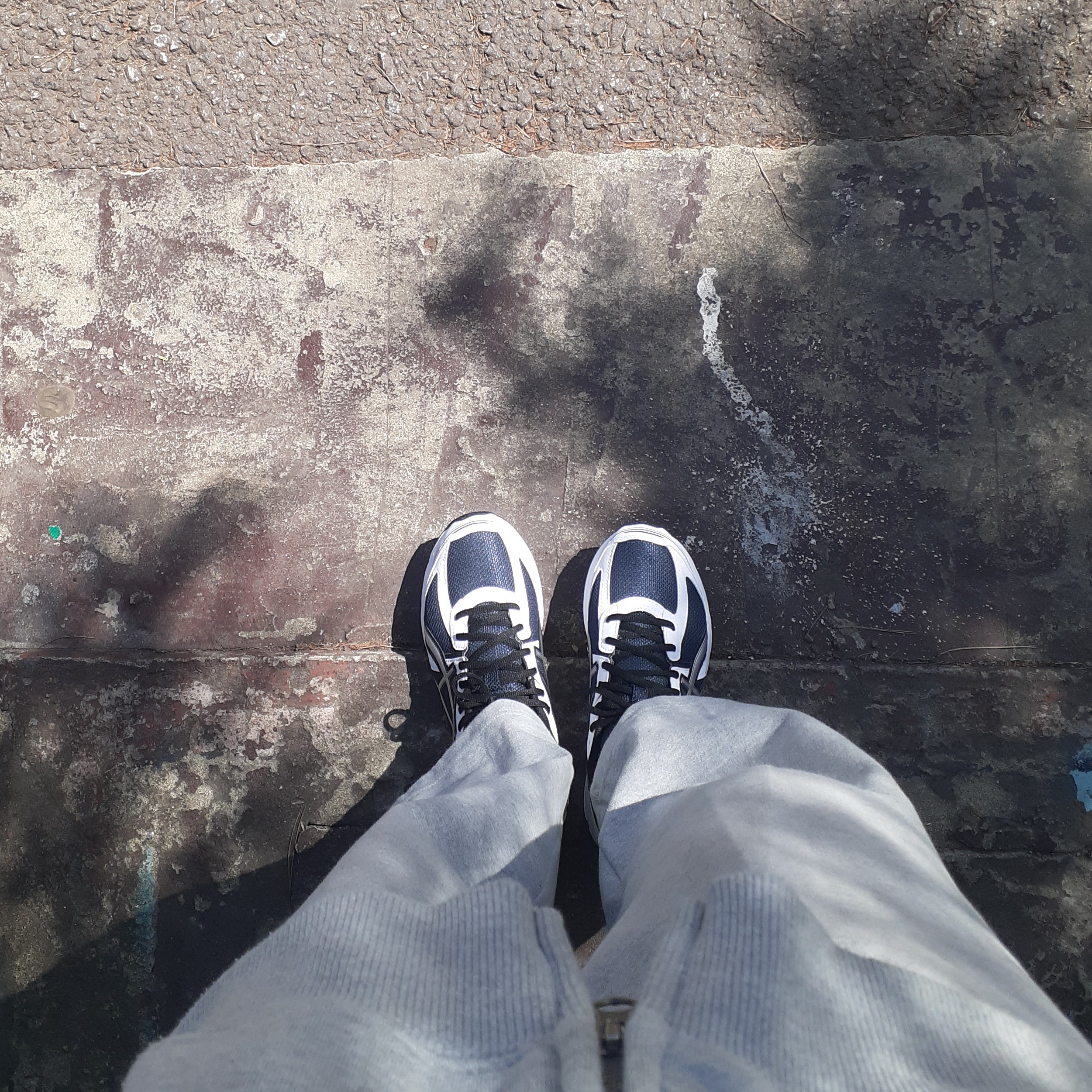 Asics Jog 100 S Navy Pure Silver - 2E Wide 착용 스타일