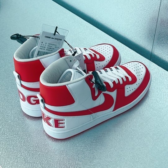 Nike x Comme des Garcons Homme Plus Terminator High Black, Nike x Comme des Garcons Homme Plus Terminator High Red 착용 스타일 - 4