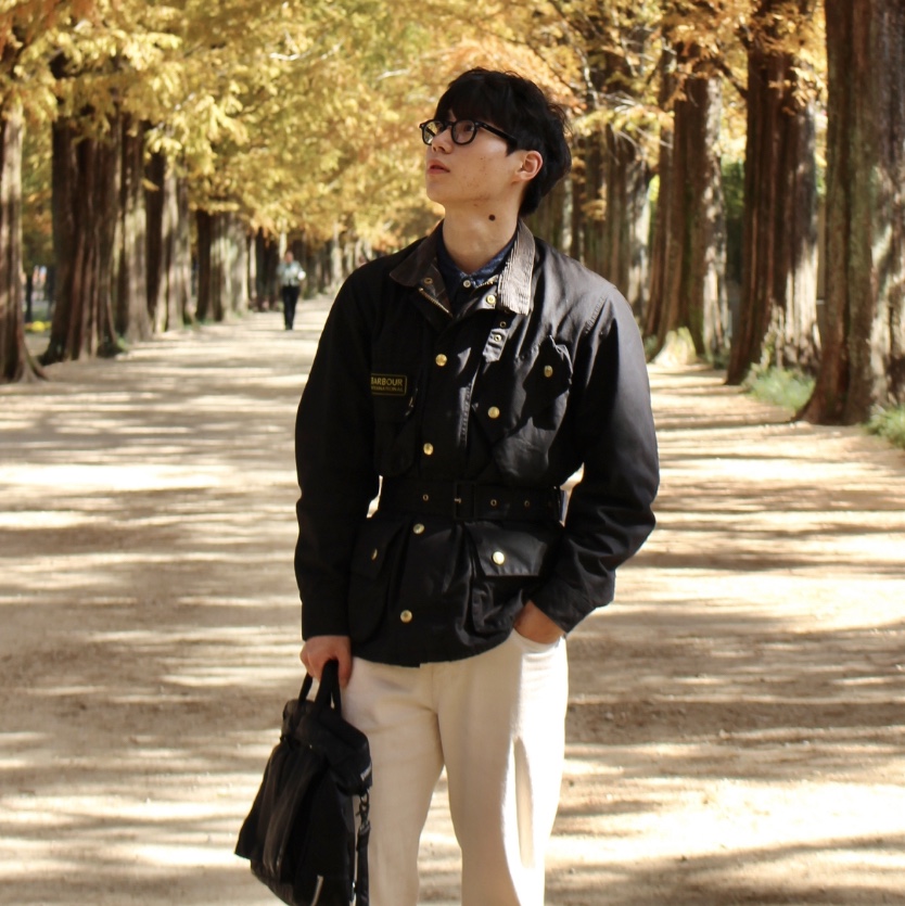 Barbour International Original Wax Jacket Black, Porter Tanker 2Way Briefcase Black 착용 스타일