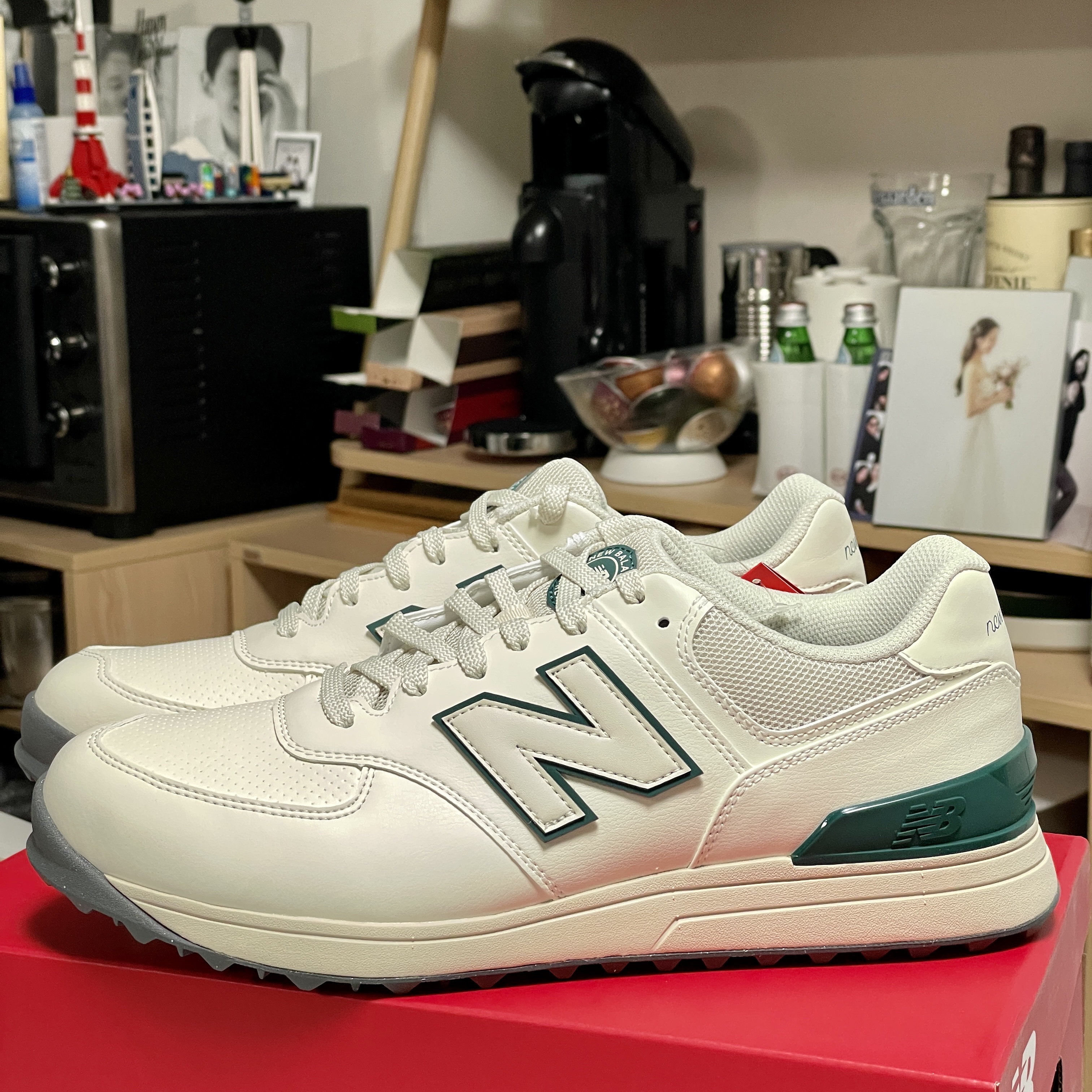 New Balance Golf 574 White Green 착용 스타일