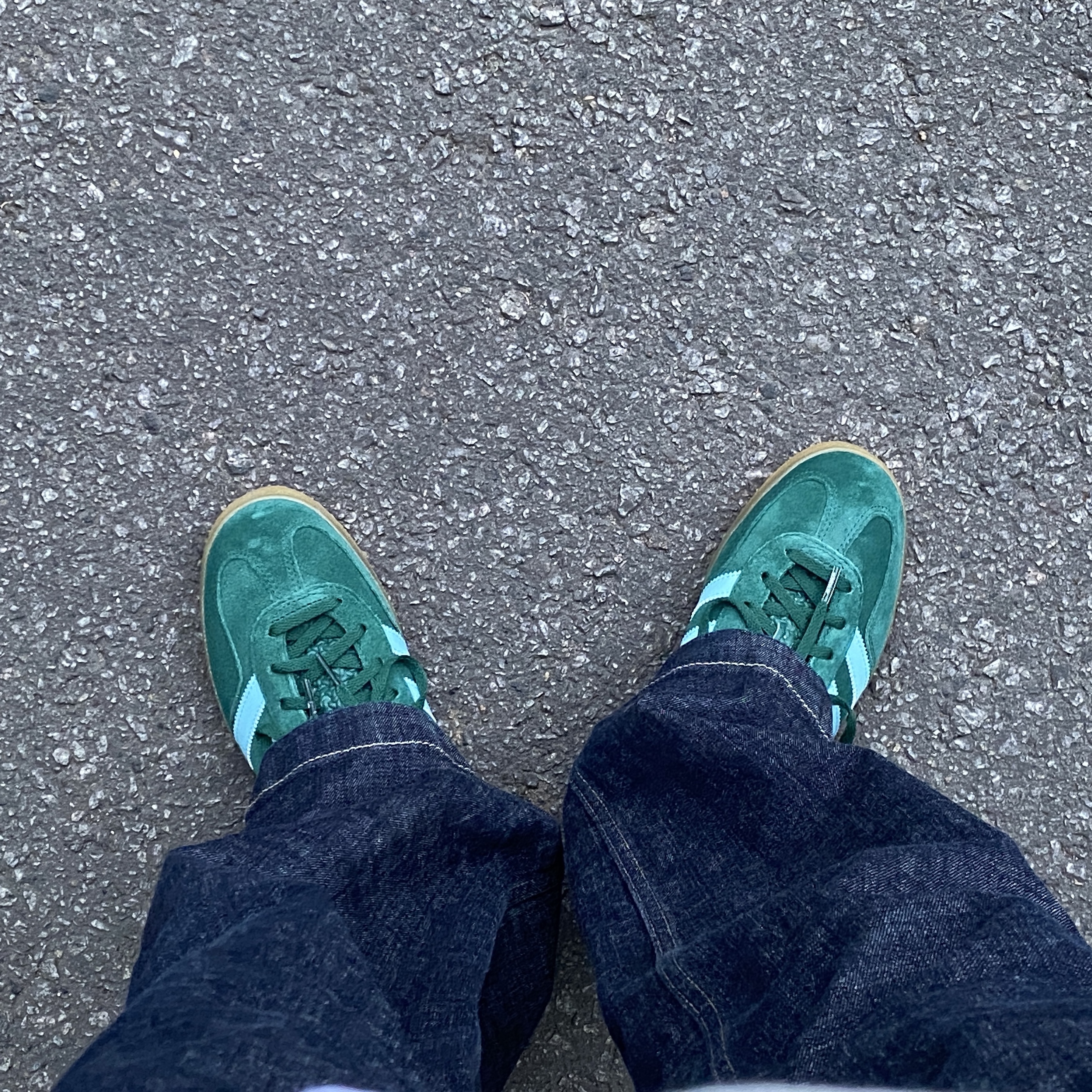 Adidas Gazelle Indoor Collegiate Green Hazy Sky 착용 스타일 - 1