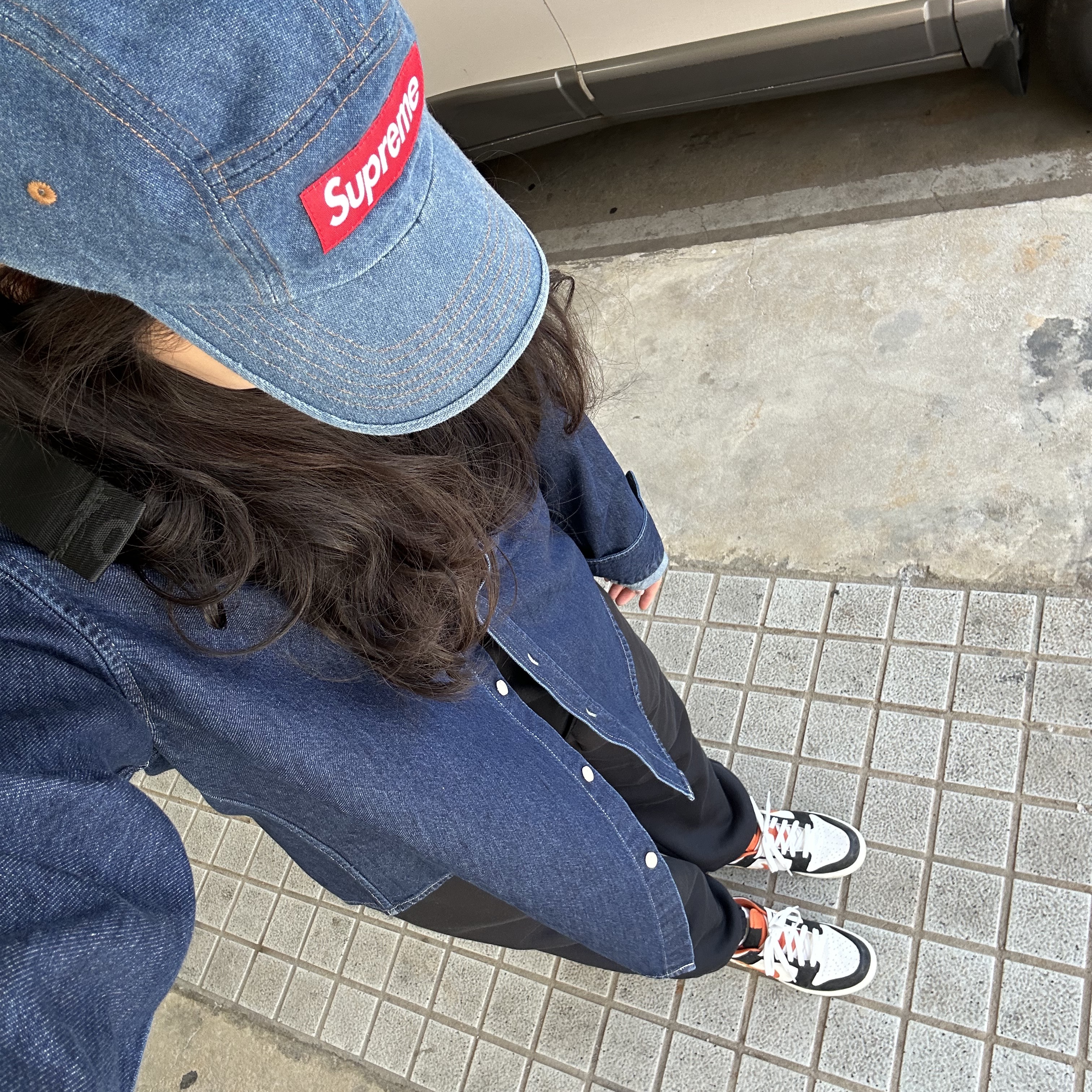 Nike Dunk Low Retro PRM Halloween, Supreme Washed Chino Twill Camp Cap Denim - 22FW 착용 스타일 - 1