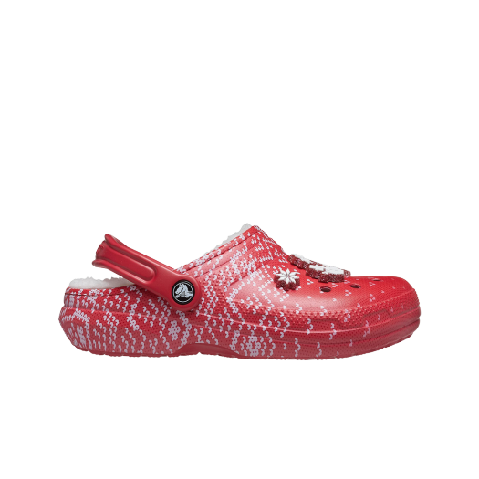 Crocs Classic Lined Holiday Charm Clog Red