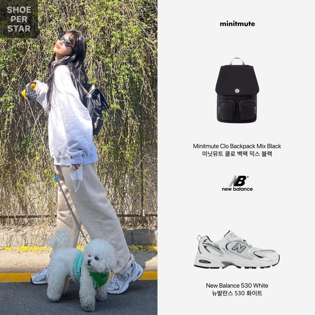 Minitmute Clo Backpack Mix Black, New Balance 530 White 착용 스타일 - 1