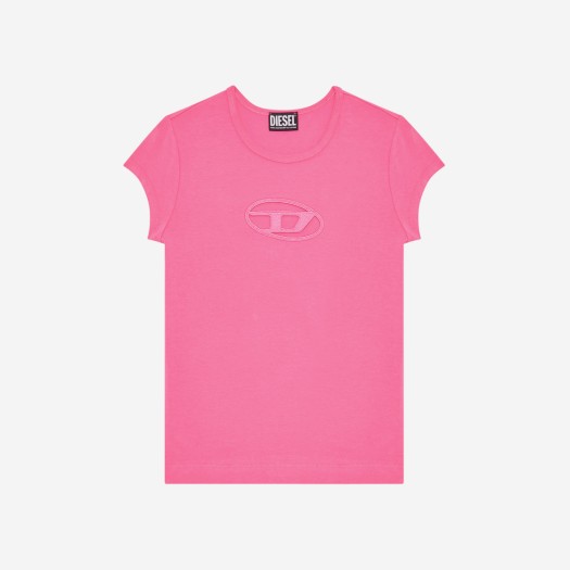 (W) 디젤 T-안지 피카부 로고 티셔츠 핑크