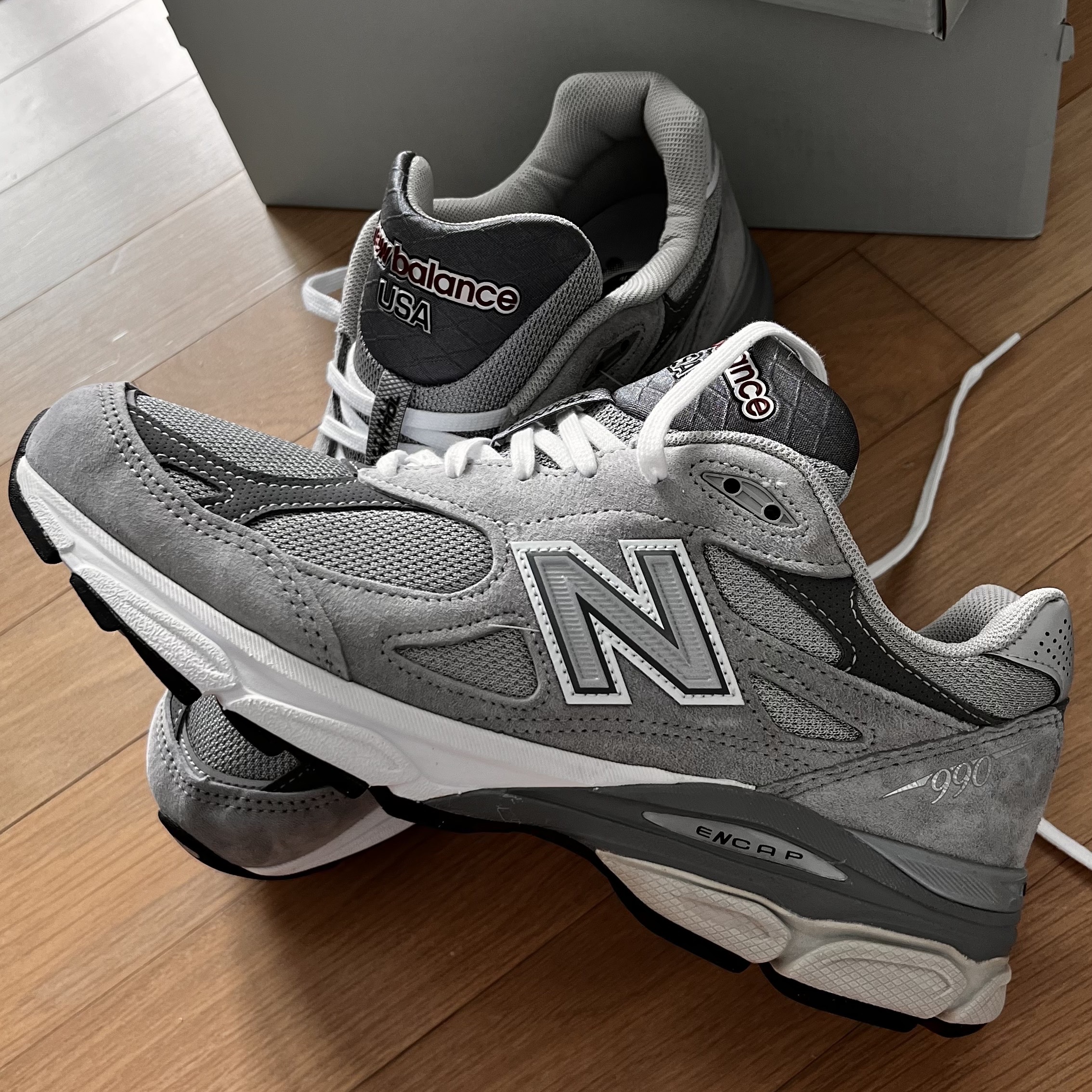 New Balance 990v3 Made in USA Grey - D Standard 착용 스타일 - 1