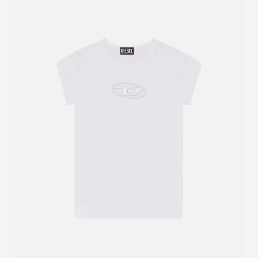 (W) 디젤 T-안지 피카부 로고 티셔츠 화이트