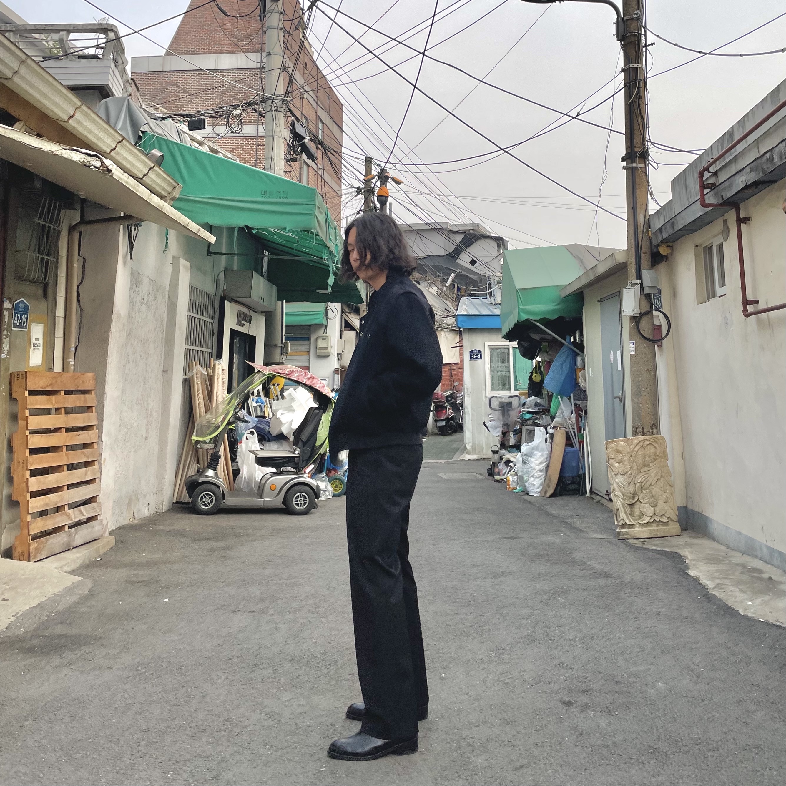 Undermycar Gaudin Alpaca Shoulder Wool Blouson Moonless Night - 22SS 착용 스타일 - 2