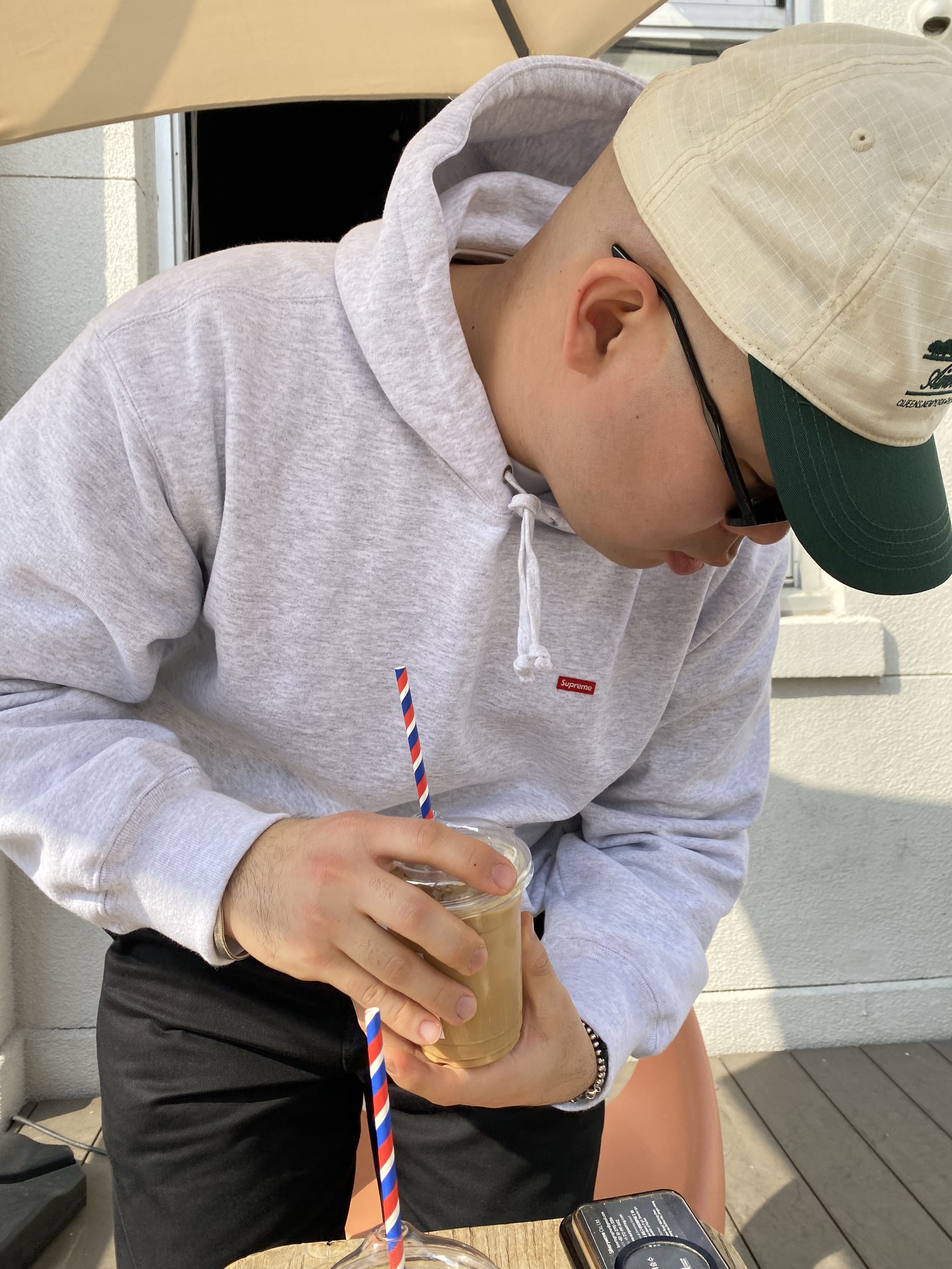Supreme Small Box Hooded Sweatshirt Ash Grey - 23SS 착용 스타일 - 2