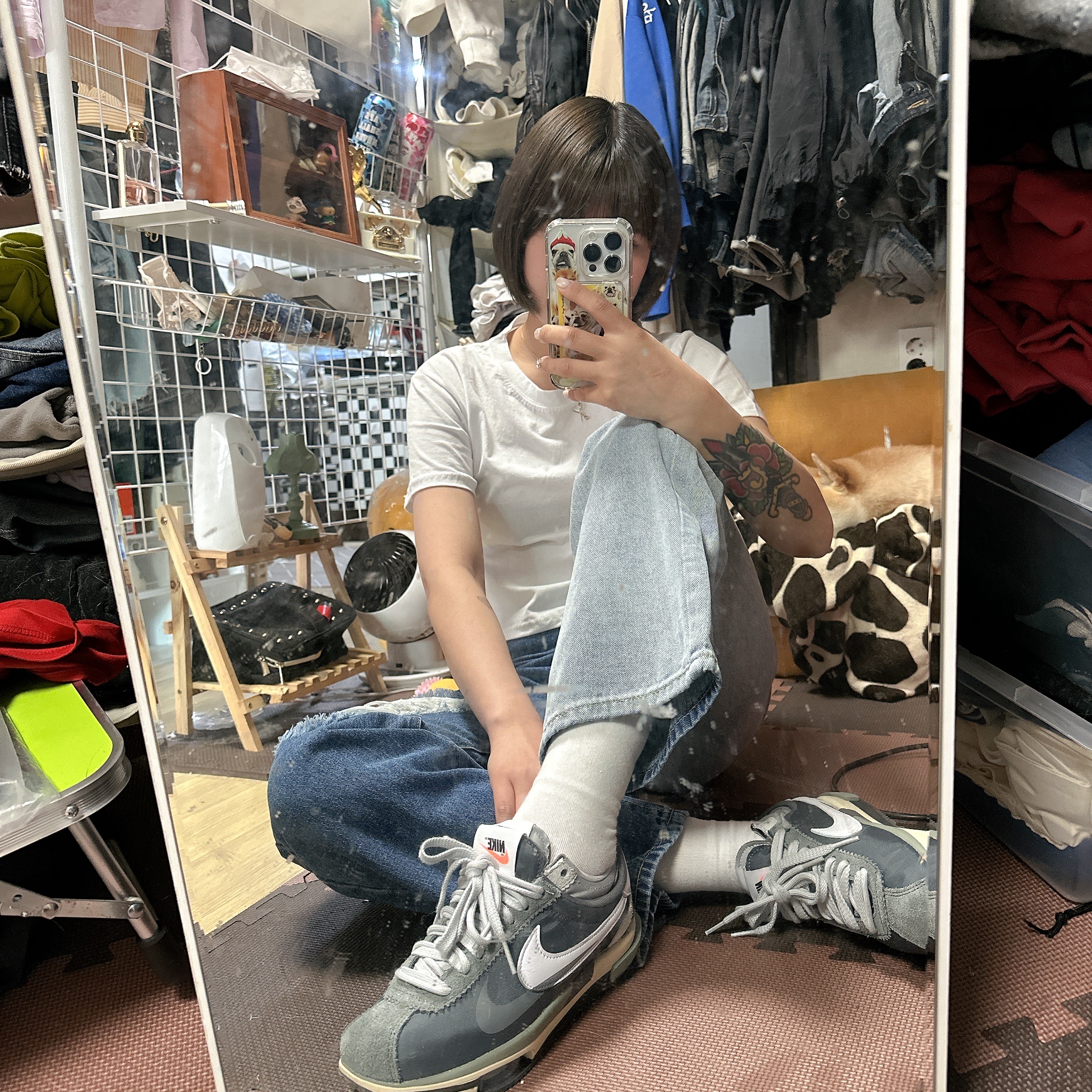 Nike x Sacai Zoom Cortez SP Iron Grey 착용 스타일