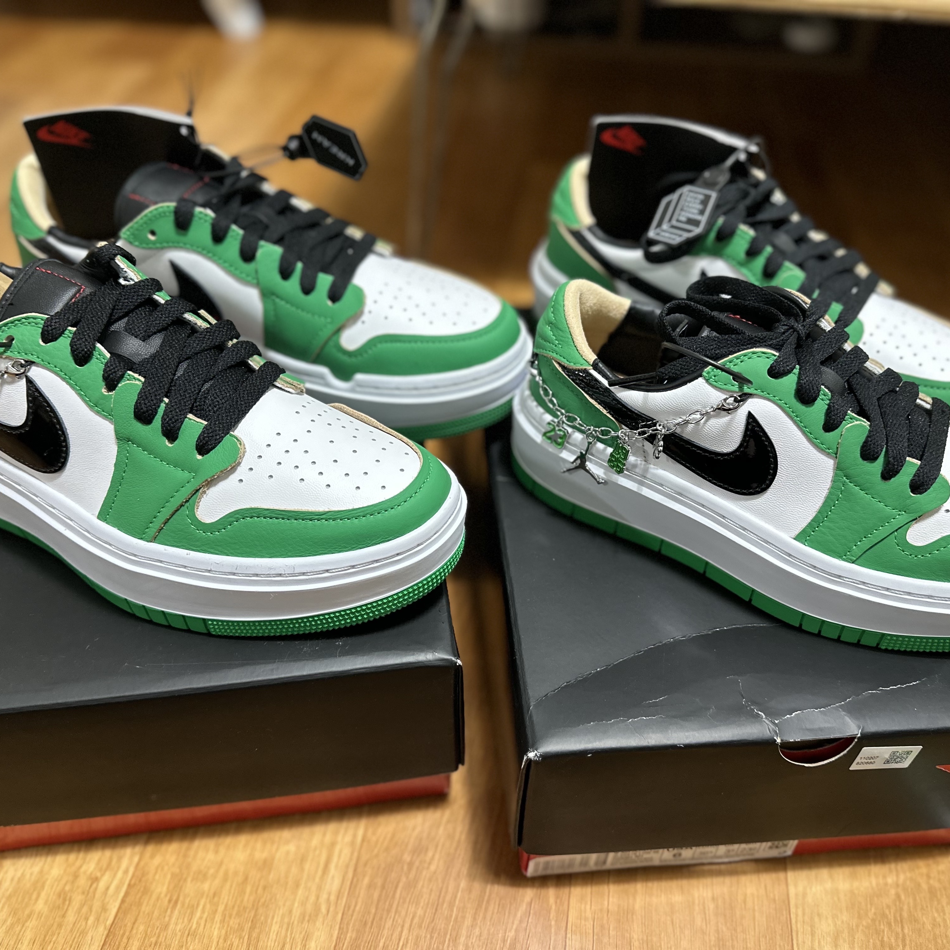 (W) Jordan 1 Elevate Low SE Lucky Green 착용 스타일 - 3