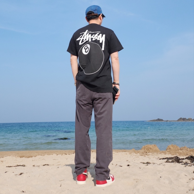 Jordan 1 Retro High OG Chicago 2022, Stussy 8 Ball T-Shirt Black - 22SS 착용 스타일