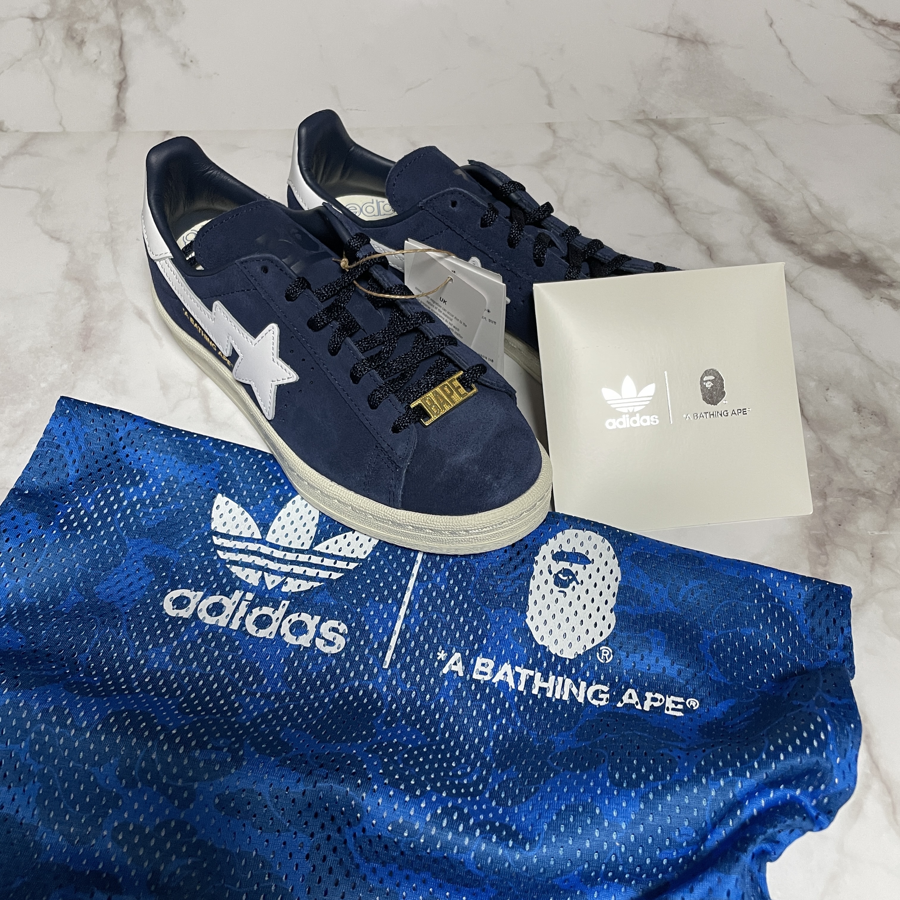 Adidas x BAPE Campus 80s Collegiate Navy 착용 스타일