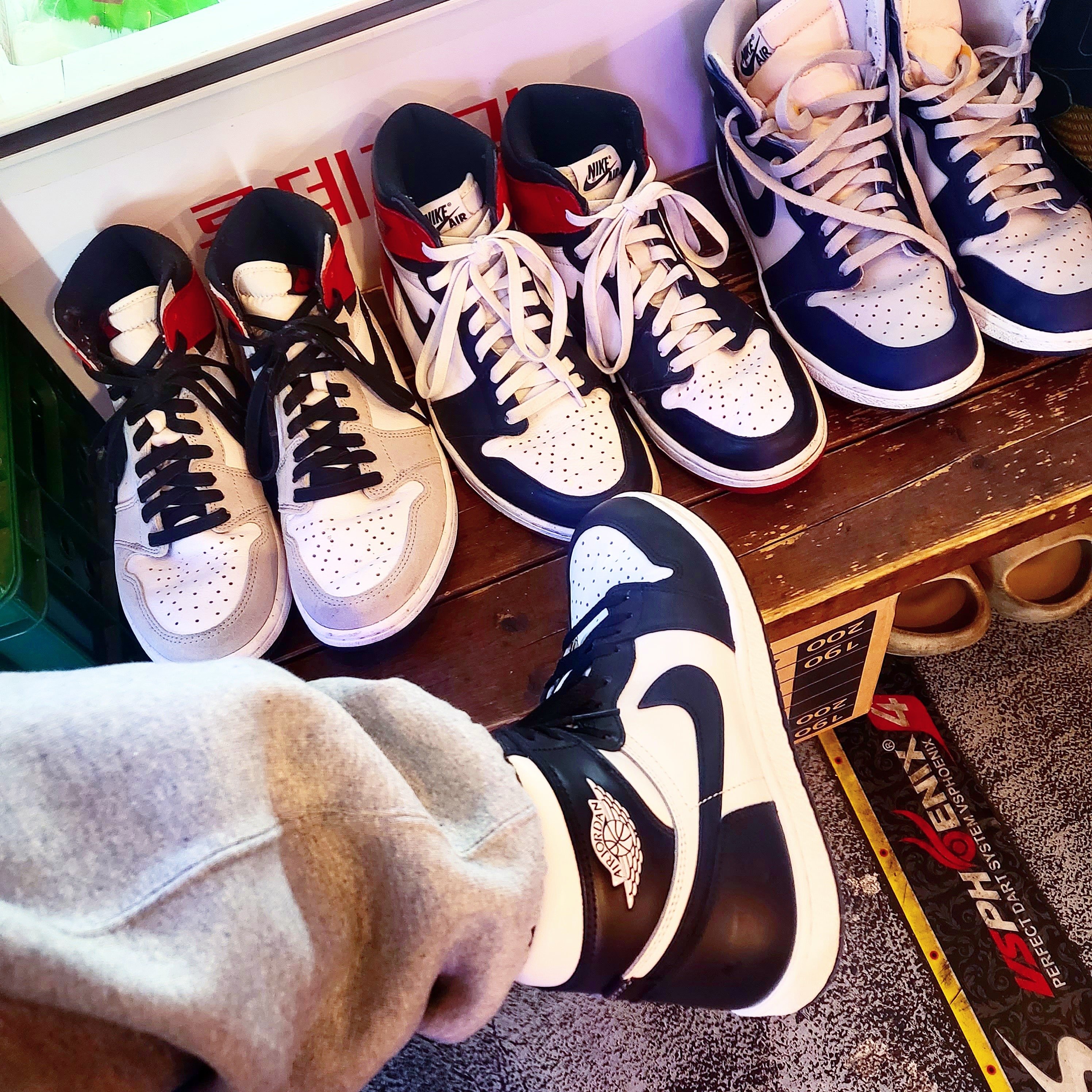 Jordan 1 High 85 Black White, Jordan 1 Retro High OG Black Toe 2016 착용 스타일