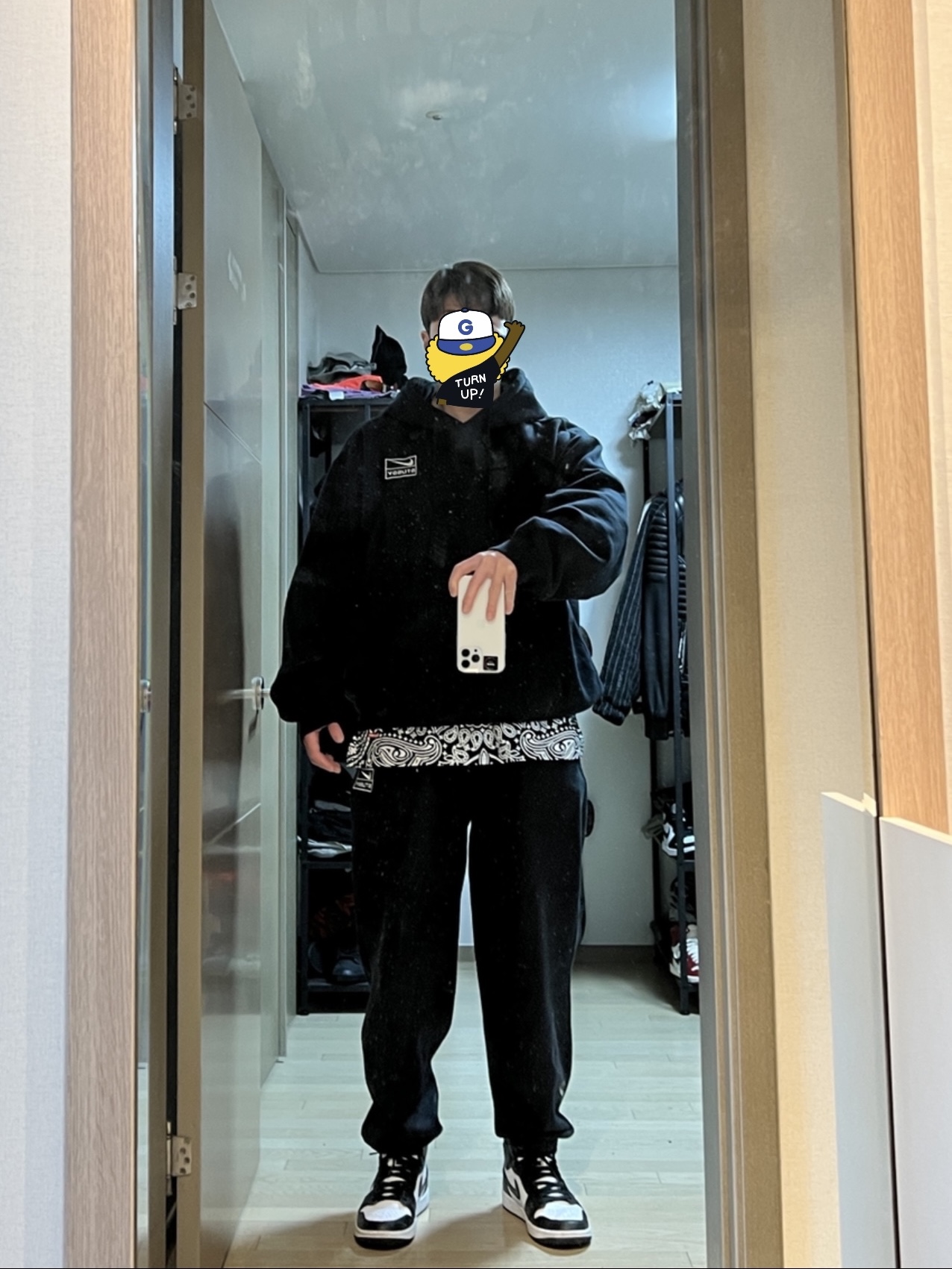 Jordan 1 High Golf White Black, Nike x Stussy NRG RA Washed Fleece Pants Black (DN4030-010) 착용 스타일