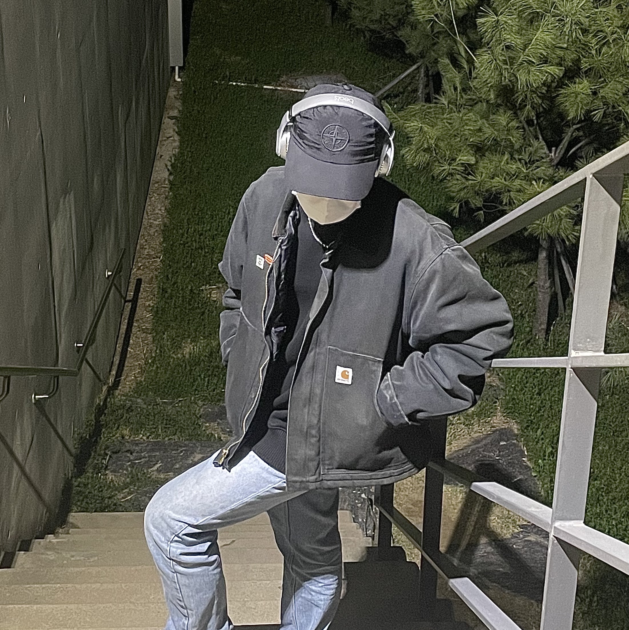 Stone Island 99576 Nylon Metal 6-Panel Cap Black 착용 스타일