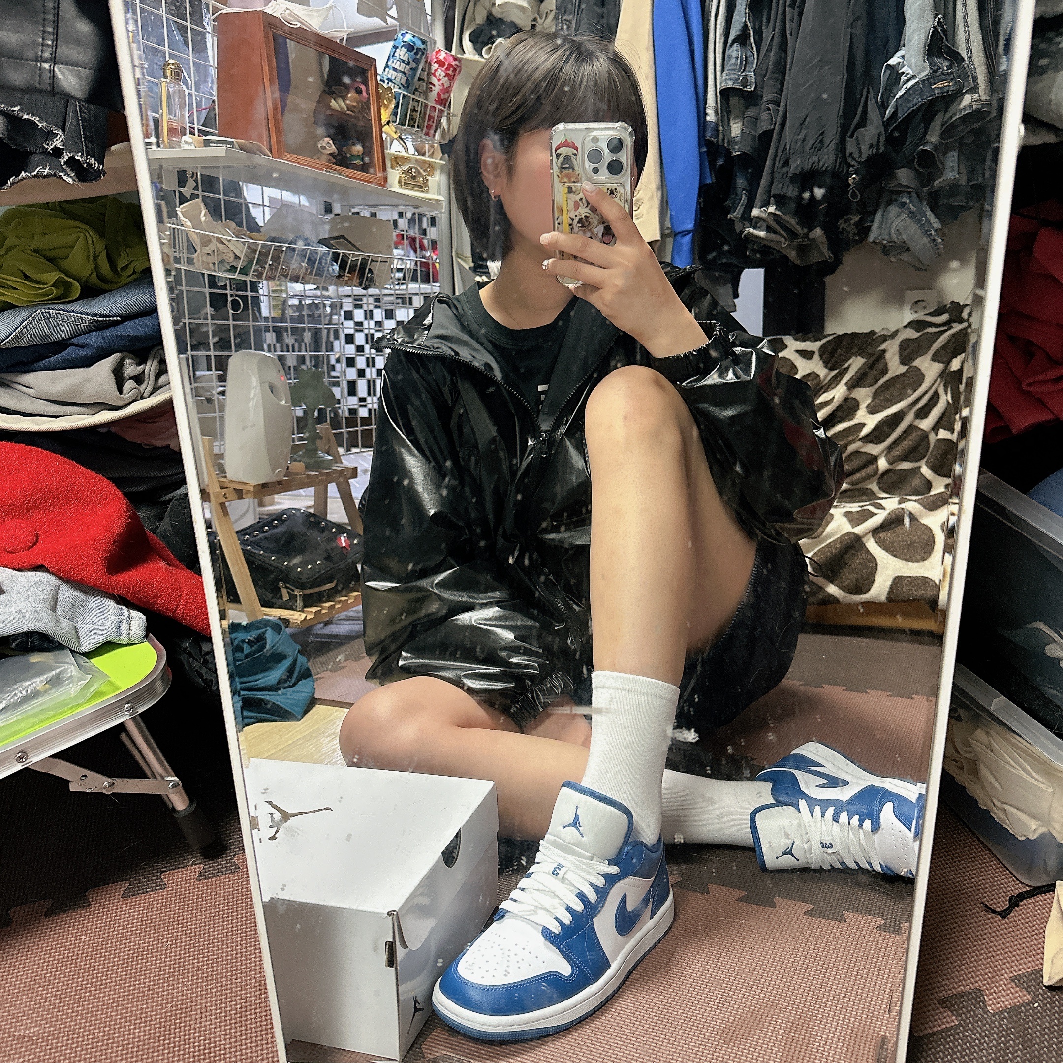 (W) Jordan 1 Low White Dark Marina Blue 착용 스타일