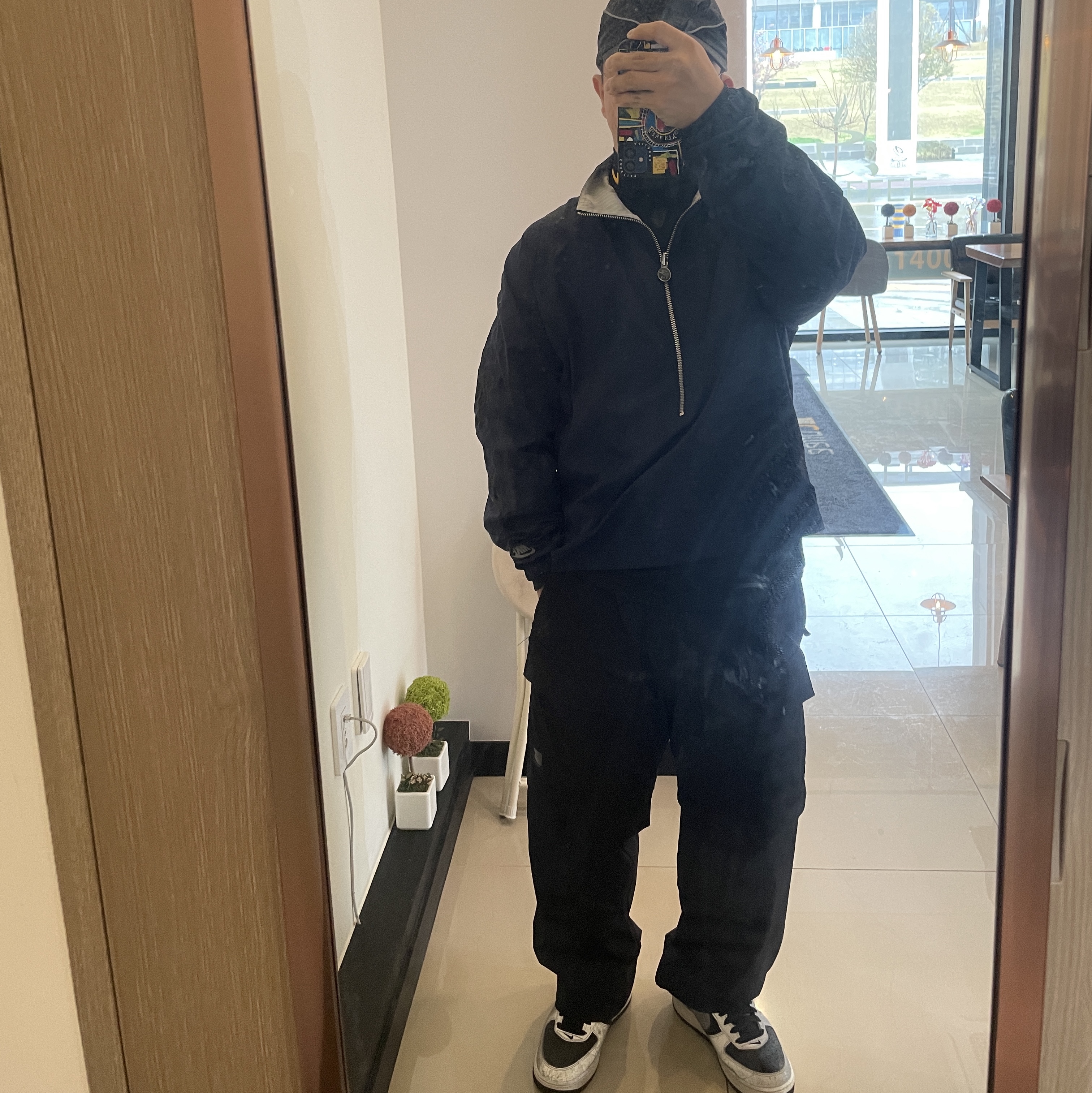 Nike x Kim Jones Reversible Wind Breaker Navy - Asia, Nike x Drake Nocta Essential Mock Neck Black - Asia 착용 스타일